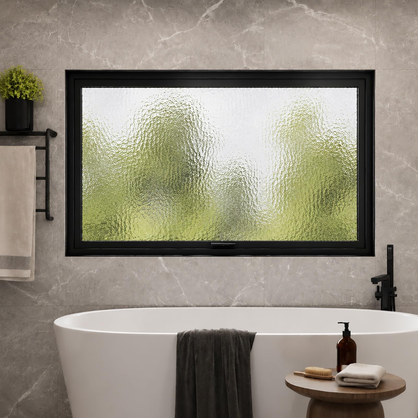 Aluminum 360° Rotating Casement Window, Privacy Bathroom Windows Fits Basement Shed Double Hung Window Garage Patio(Black,28"x28"/70x70cm)