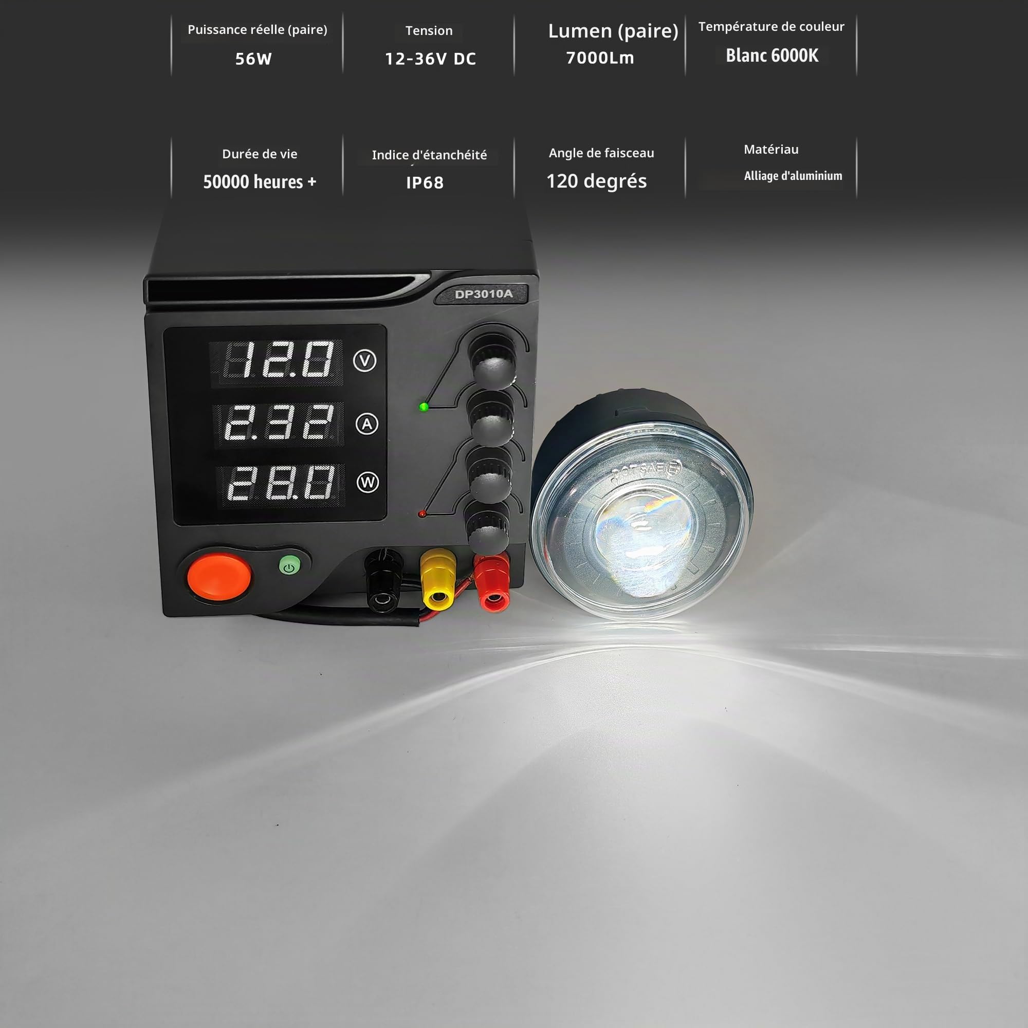Phare Rond de Travail LED 3,5 Pouces,Spot 4x4,antibrouillard Anti-éblouissement pour Tout-Terrain 12V 24V,Feux de Pare-Chocs adaptés aux camions,Bateaux,Golf carts,ATV,UTV,Pickups,SUV remorques