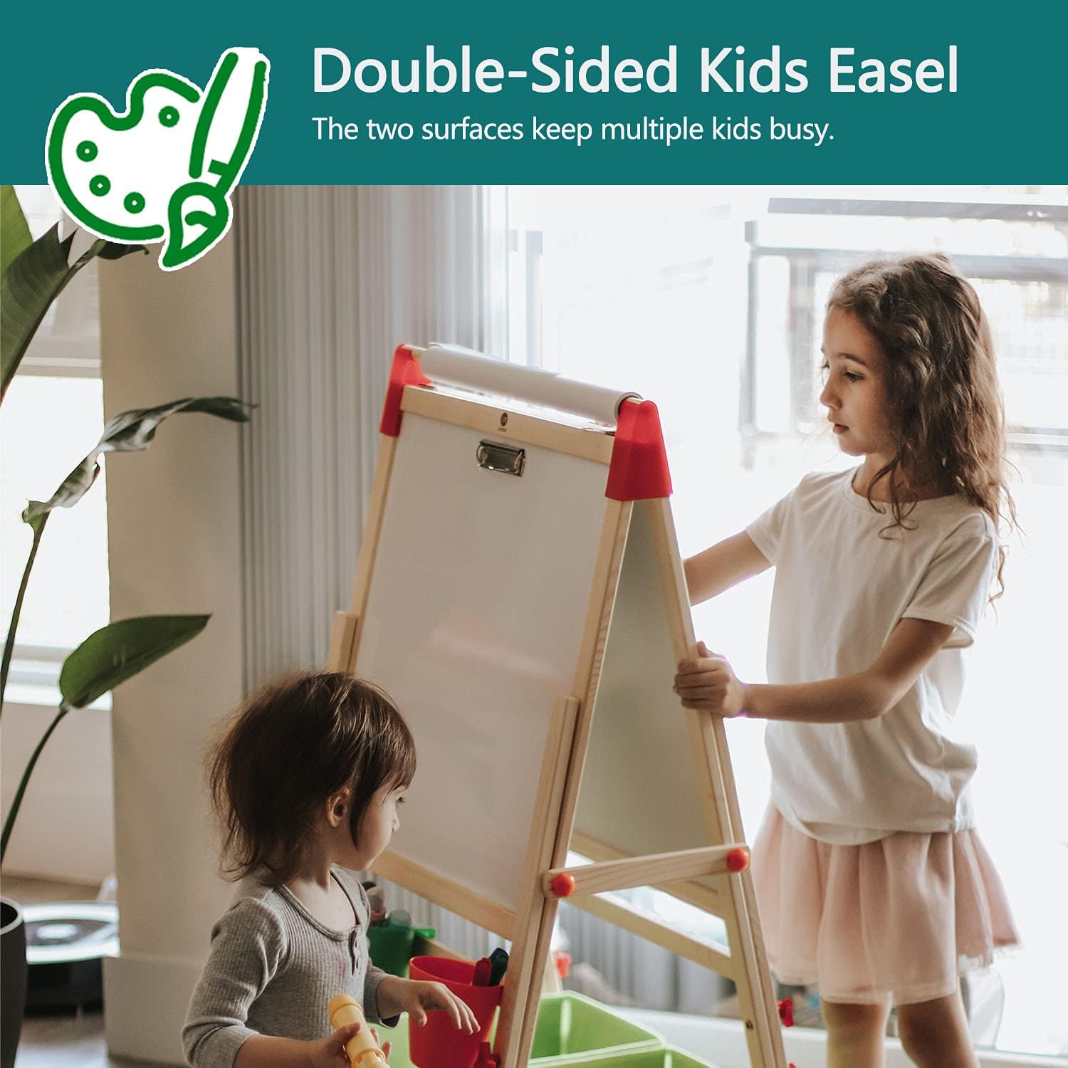 CIRO Toys Wooden Standing Easel, Art Easel for Kids Aged 3+, Double-Sided, Height-Adjustable : Toys & Games