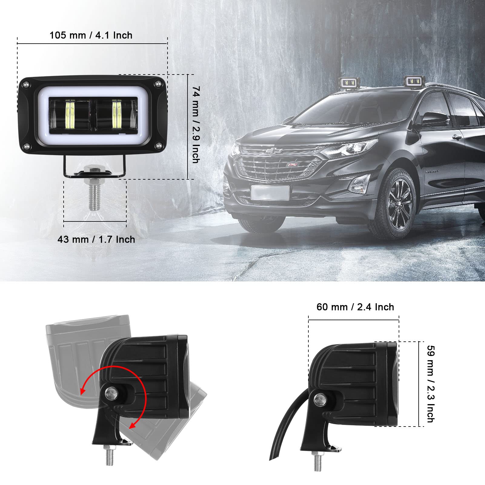 Amazon.co.jp: KAWELL 20W LED フォグ ランプ 後付け イカリング