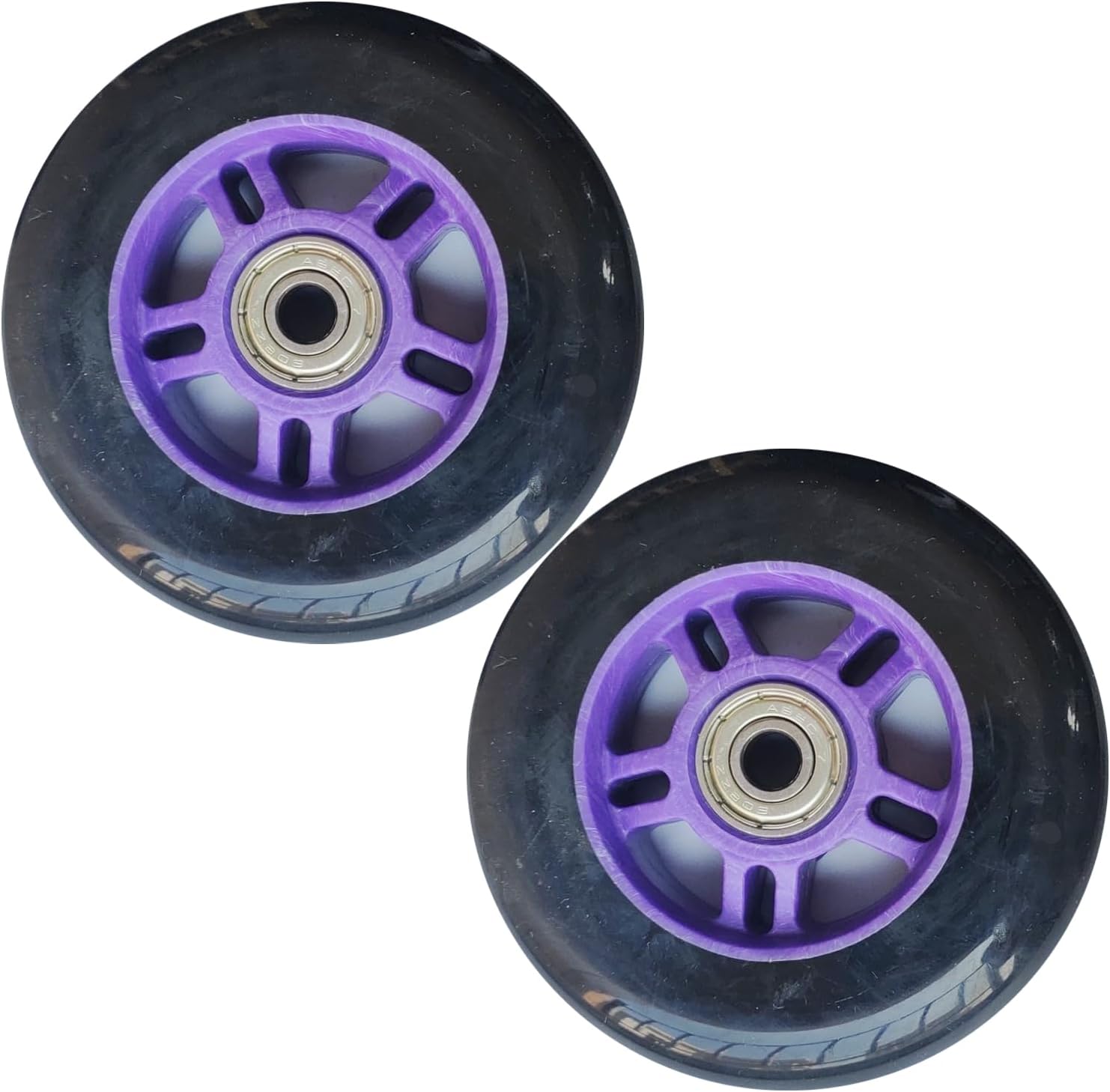 6 set Inline Speed Skate Wheels Roller Skate Replacement Wheels 100mm 85A 4inch 100mm wheels with Bearings for Outdoor Indoor 2/6/8 Pack (Purple,2)