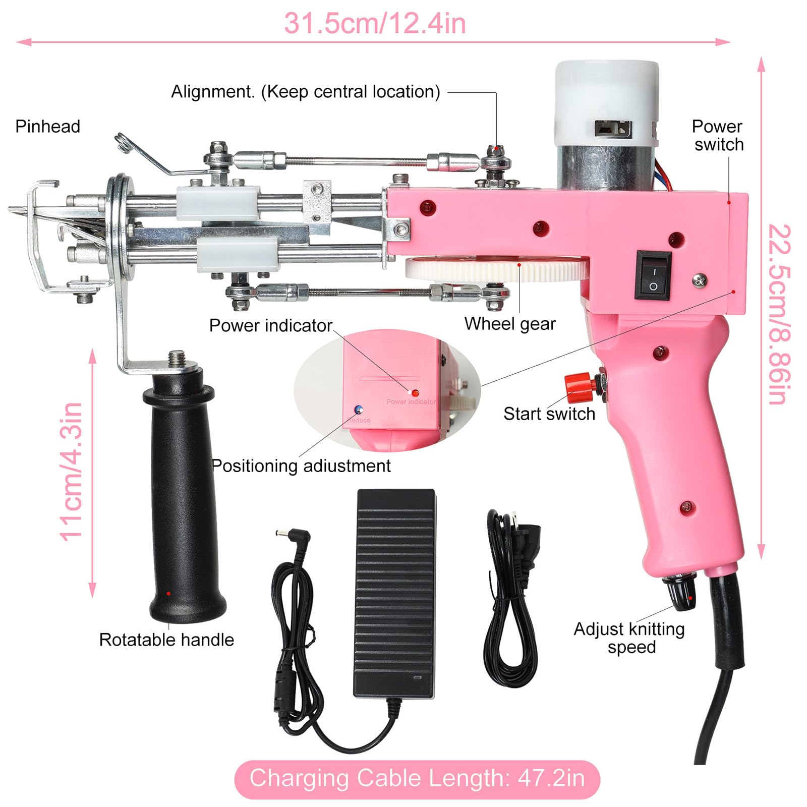 Elektryczny Pistolet do Tuftingu Dywanów, 220 V, 3000-5000 Obr/Min, Regulowana Prędkość, do Rzemiosła, Dywanów, Ubrań, DIY,220V