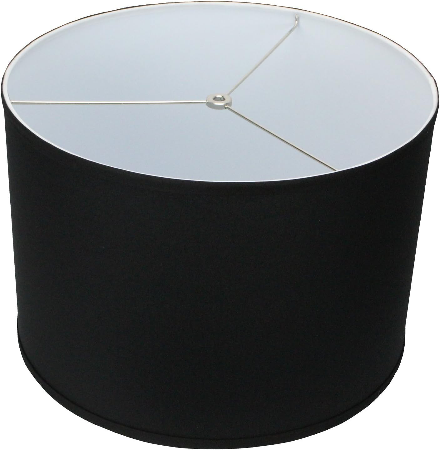 FenchelShades.com 16" Top Diameter x 16" Bottom Diameter 11" Height Cylinder Drum Lampshade USA Made (Black)