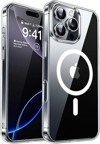 CANSHN Clear Magnetic Compatible with iPhone 16 Pro Case [Compatible with Magsafe] [Not Yellowing] Slim Thin Shockproof Protective Bumper Phone Case Cover 6.3 Inch - Clear
