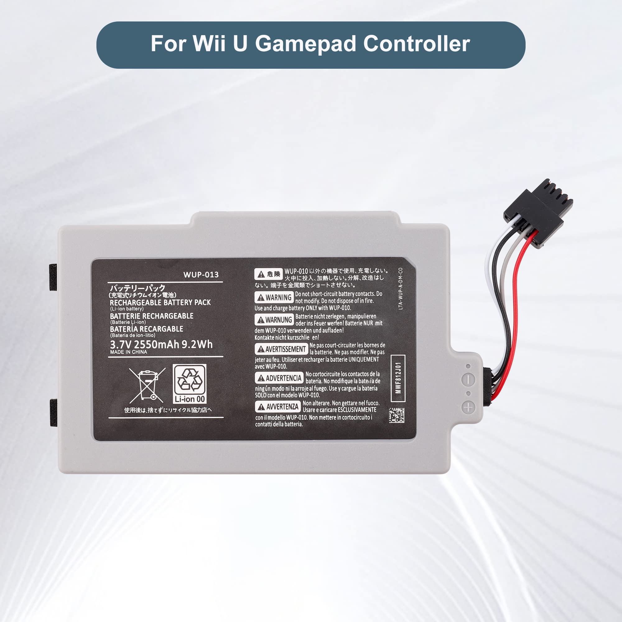 Batterie de rechange WUP-013 WUP-010 compatible avec les manettes de jeu Wii U avec outils