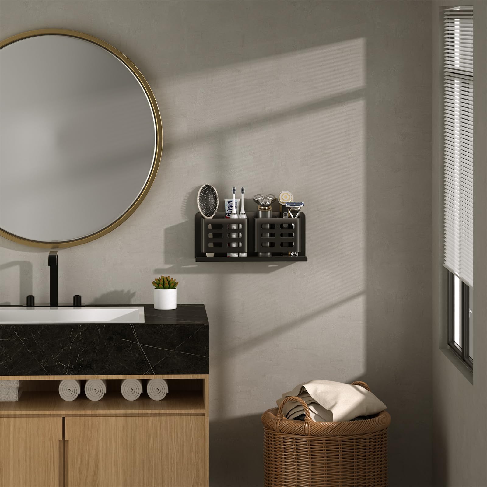 Soporte de aluminio para cepillo de dientes eléctrico, soporte para cepillo de dientes montado en la pared para baño (cuatro ranuras negras)
