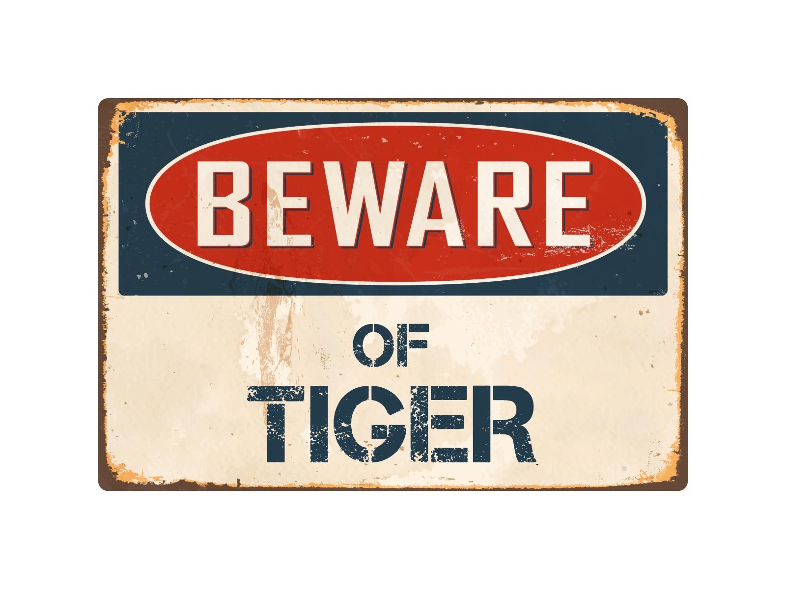 StickerPirate Beware of Tiger 8” x 12” Vintage Aluminum Retro Metal Sign VS415-image-1