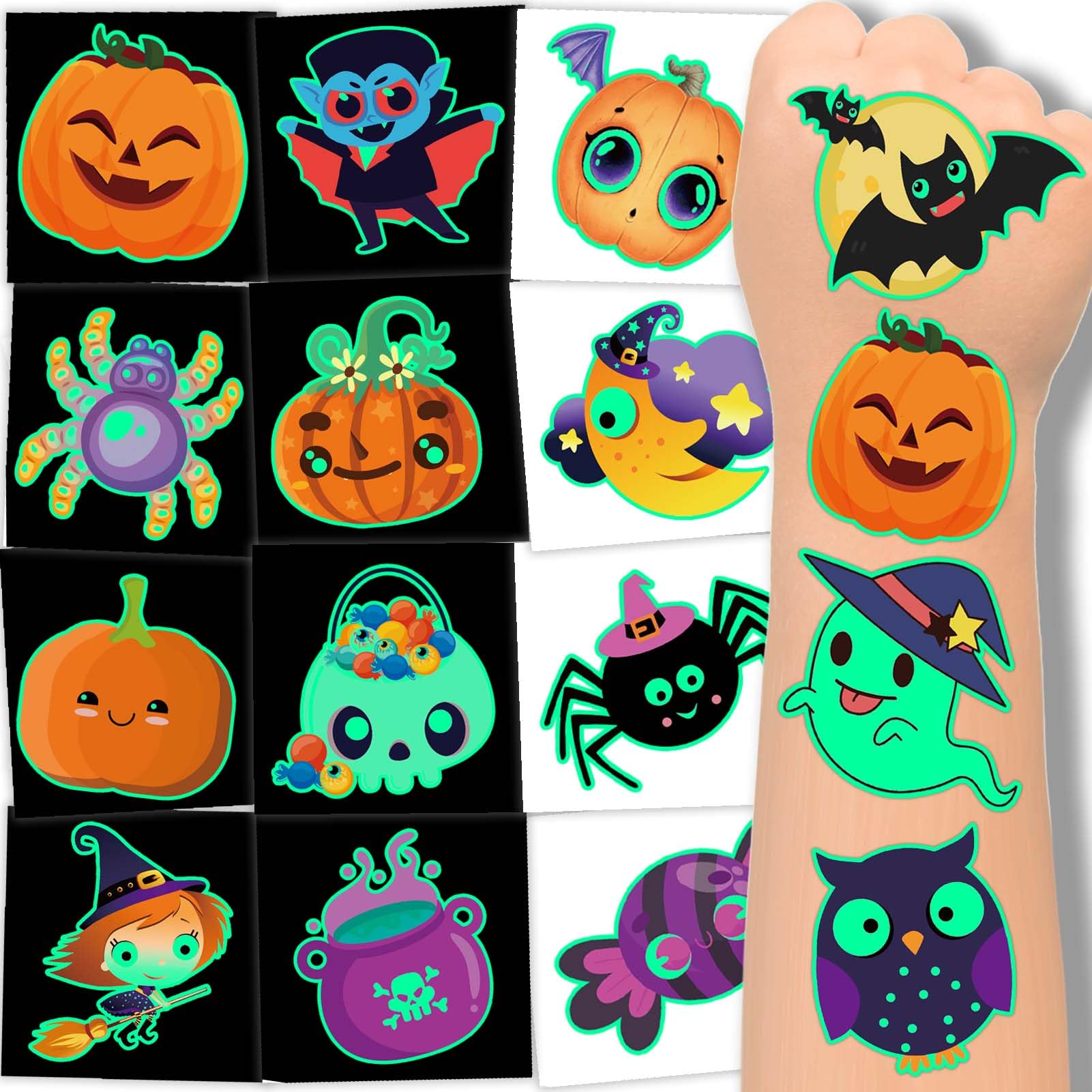 winthrop 240 Pcs Bulk Glow in the Dark Halloween Temporary Tattoos for Kids Halloween Luminous Tattoos for Kids, 240 Sheets