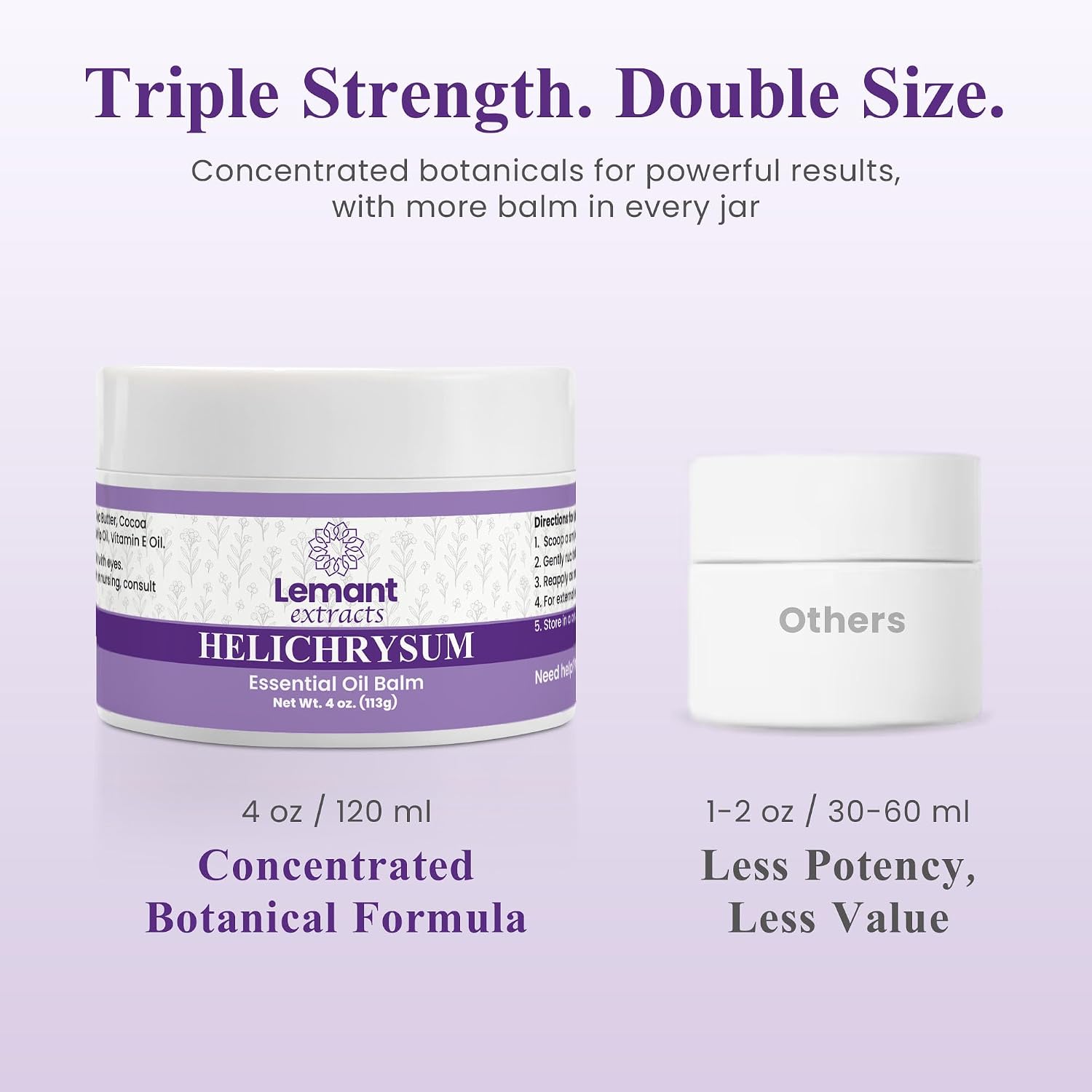 Lemant Extracts Helichrysum Balm (4 oz) – Triple Strength Helichrysum Essential Oil Salve to Reduce Bruising, Calm Redness & Support Skin Vitality (Includes One 4 oz Jar)