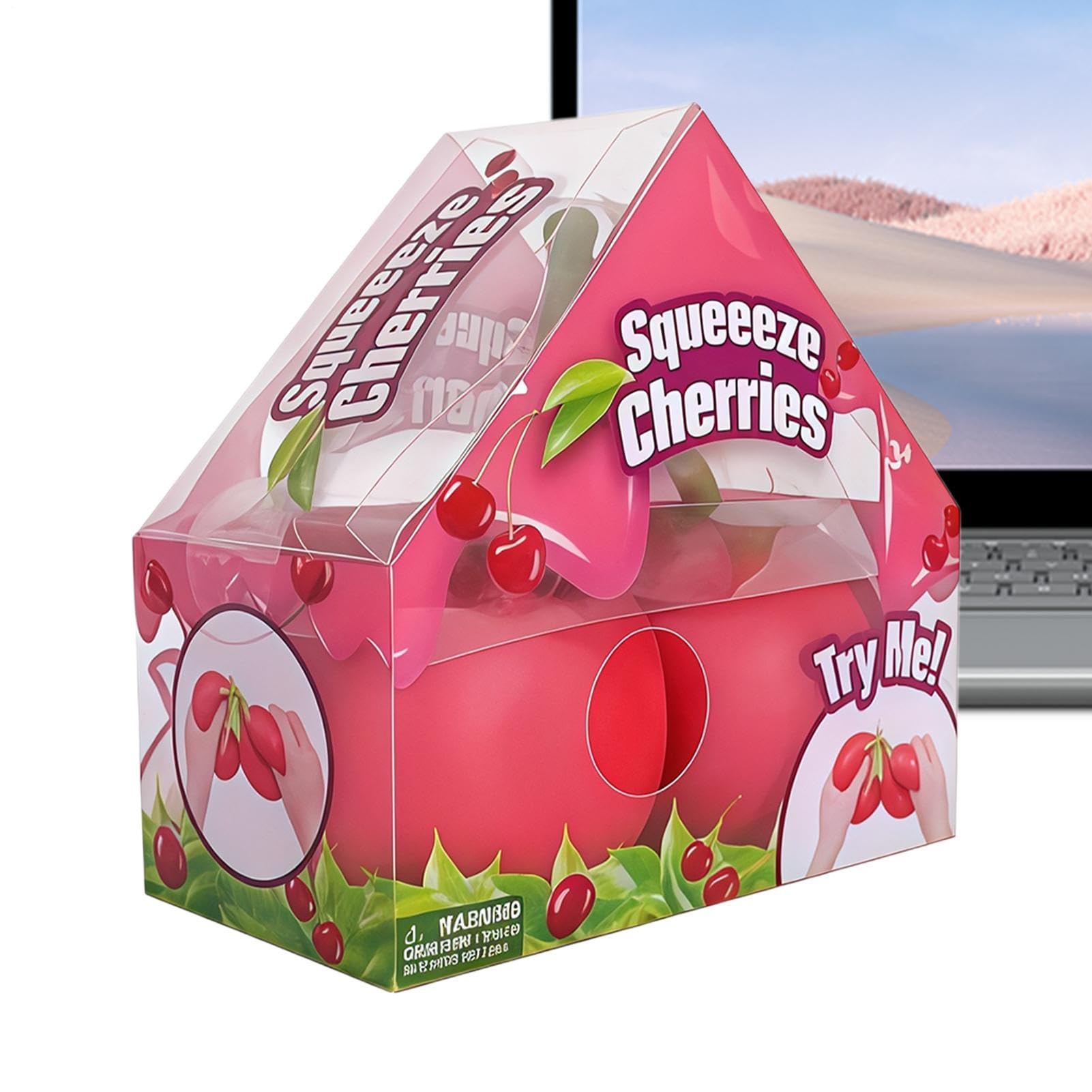 Cherry Fidget Squeeze Toy, Cherries Soft Squeeze Toy, Fun Ball Sensory Stress Relief Toys, Sensory Stress Relief Toys, Quiet FidgetToys, for Adults Family Friends Offices Work