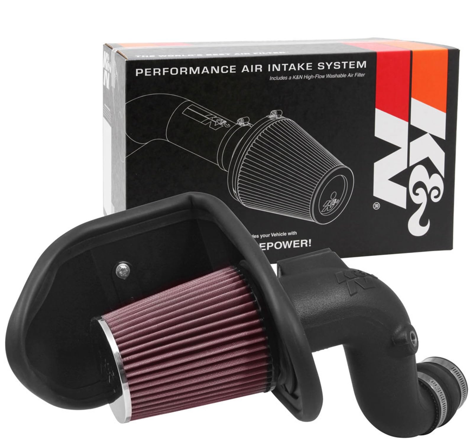 K&N Sistema de admisión de aire frío: filtro de aire de alto flujo, aumenta el rendimiento y la potencia: compatible con Chevrolet Malibu 2016-2017, 57-3097