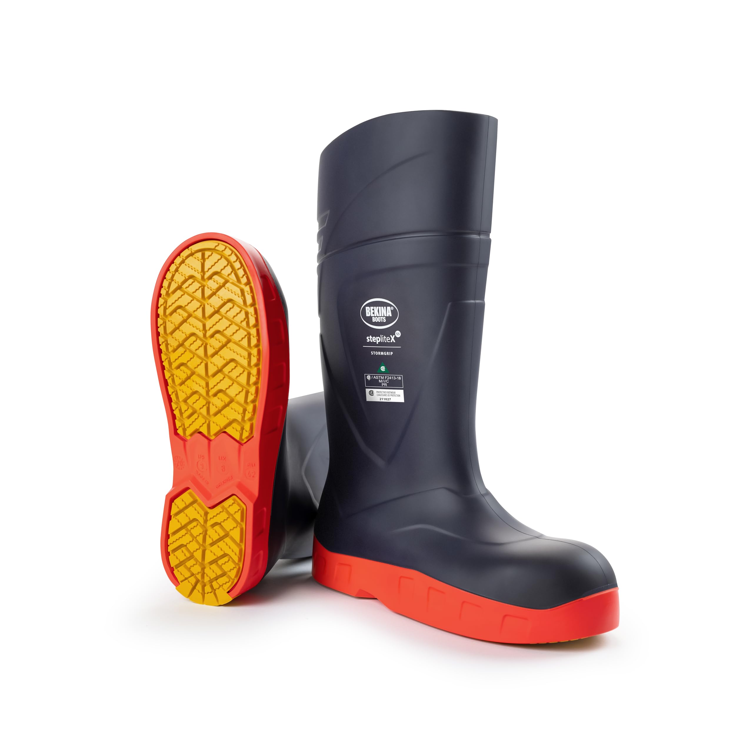 StepliteX S5 StormGrip Arbeitsstiefel für Herren und Damen, Sicherheitsstiefel mit Stahlkappe und Stahlsohle, Isolierend bis -40 Grad, Steplite X StormGrip, blau-orange, EU 48