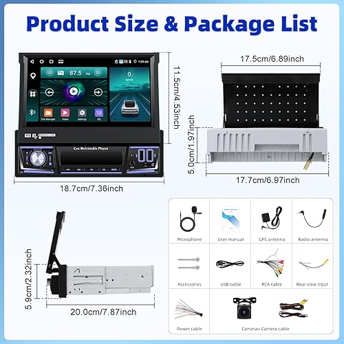 Miniatura 8 de Estéreo para coche en el salpicadero solo DIN de 7 pulgadas pantalla táctil radio GPS con Bluetooth manos libres espejo de navegación GPS enlace FM