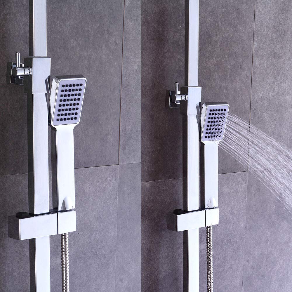 Bateria Prysznicowa z Termostatem, 40 cm, Zestaw Prysznicowy, Deszczownica, Słuchawka Prysznicowa z Termostatem, System Prysznicowy, Kolumna Prysznicowa, Regulowana