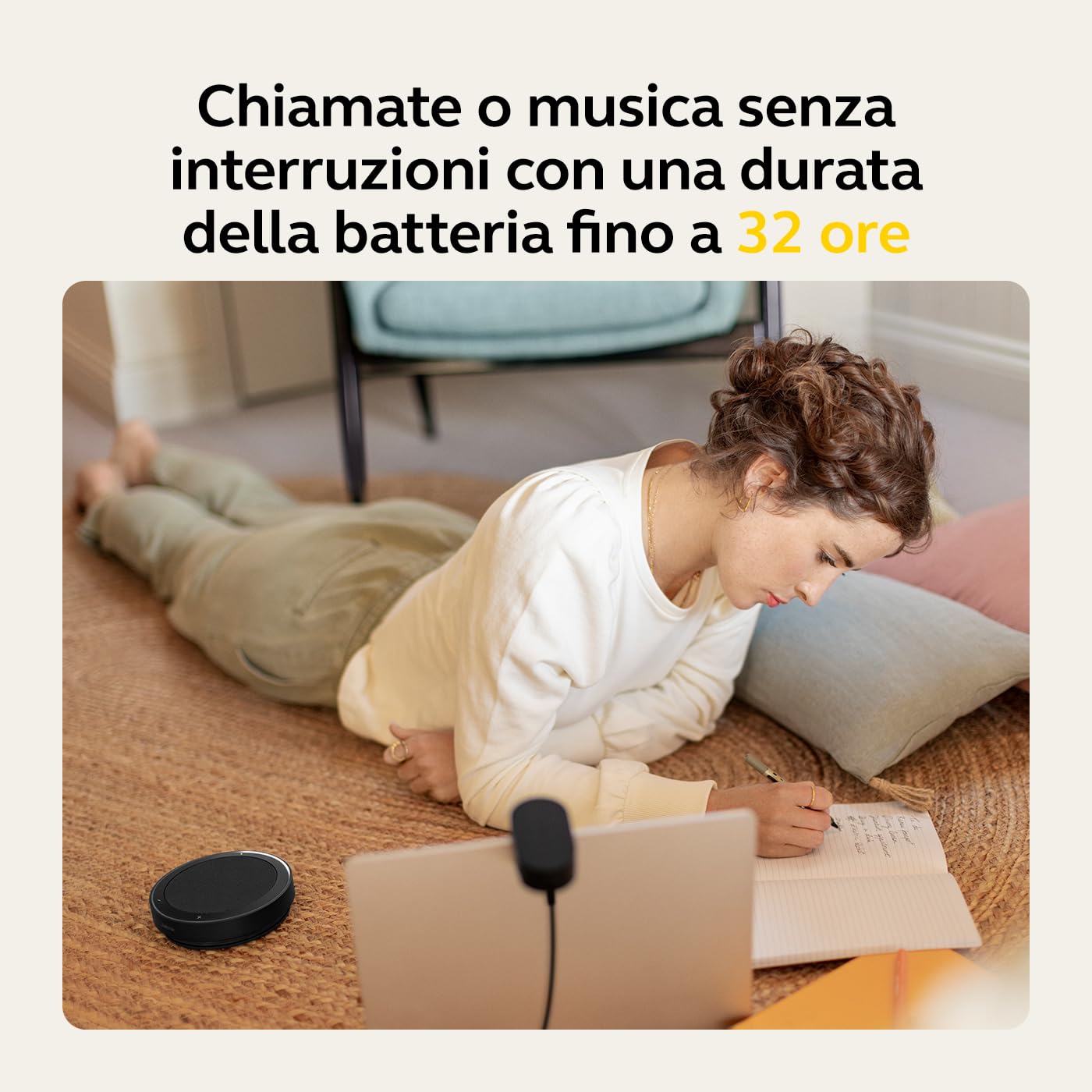 Jabra Speak2 75 Speaker Bluetooth Senza Fili per Lavoro, Grigio Scuro | 4 microfoni a cancellazione di rumore, altoparlanti da 65 mm, funzione di collegamento USB-A e USB-C, per Microsoft Teams