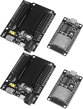 2Sets ESP32 Development Board Type-C USB ESP-32 ESP-32S CH340C WiFi+Bluetooth Ultra-Low Power Dual Core ESP32-DevKitC-32 ESP-32 with Expansion Board for Arduino