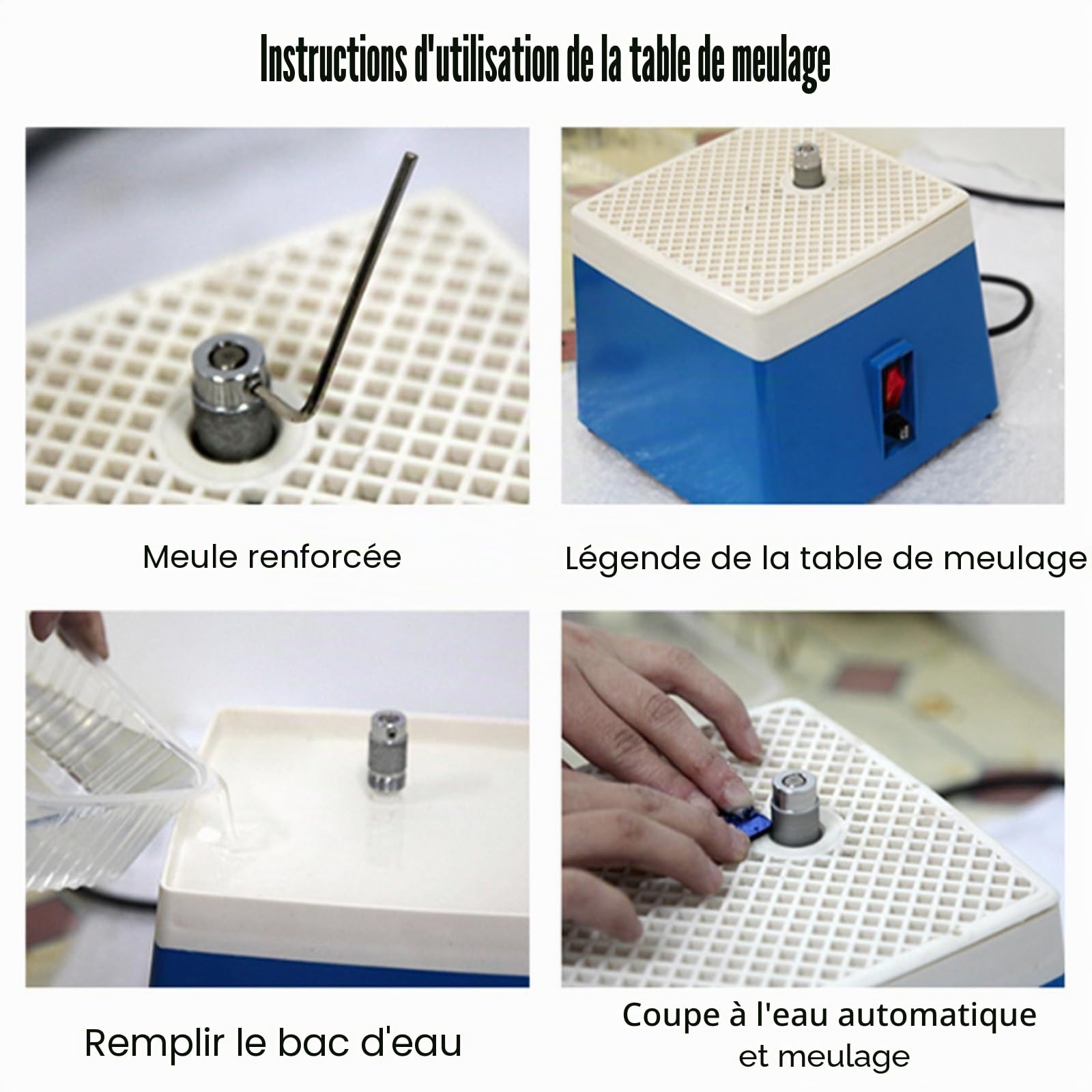 Kit Vitrail, 65 W Ponceuse à Verre,4200 tr/min Moulin Portable pour Vitrail Avec Foret Diamanté,Pour Verre et Céramique,Alimentation Automatique en eau (Avec Plaque de Rebond)