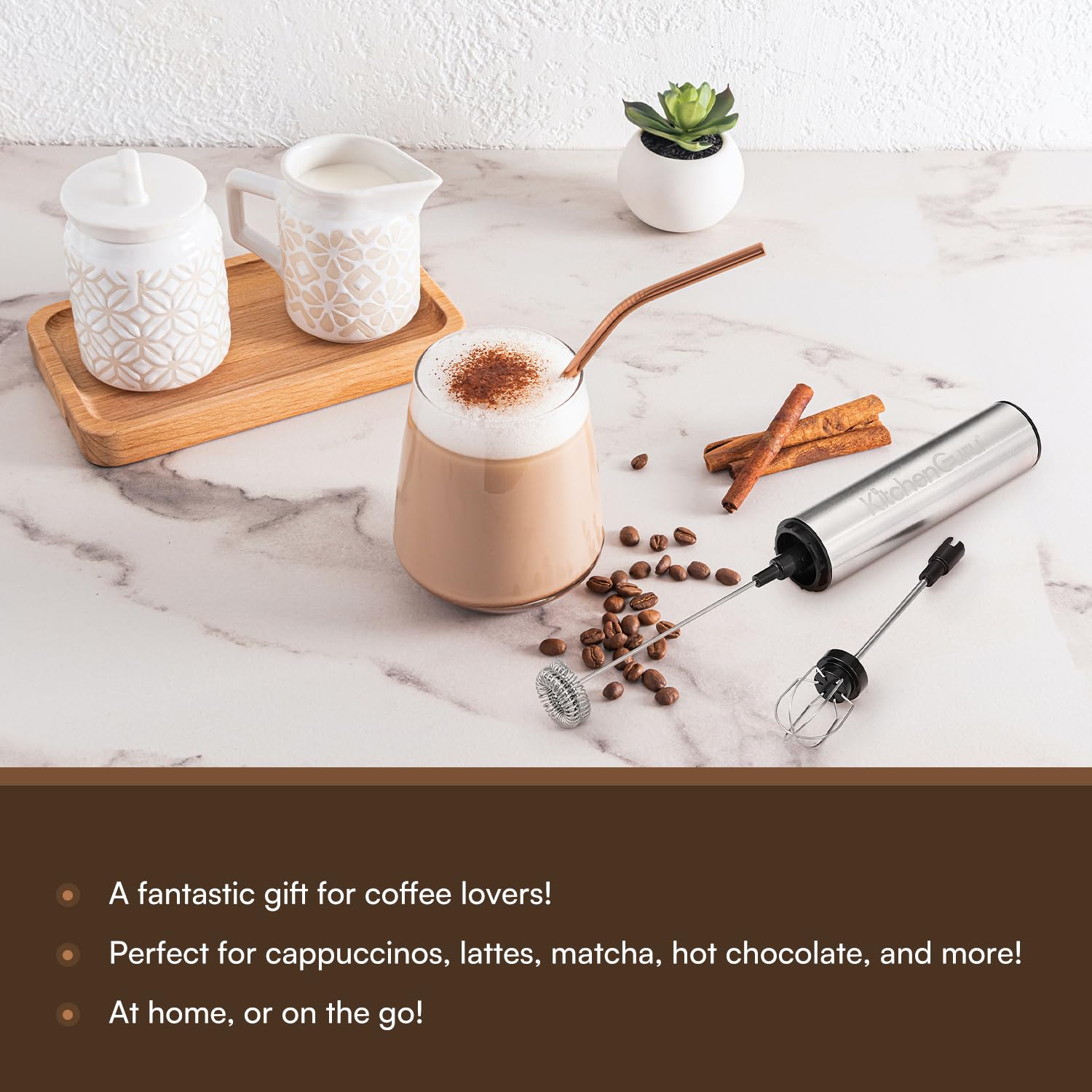 Espumador de leche recargable por USB, 3 batidores, motor de alta velocidad, perfecto para capuchino, latte, chocolate caliente, resistente al calor, materiales de grado alimenticio