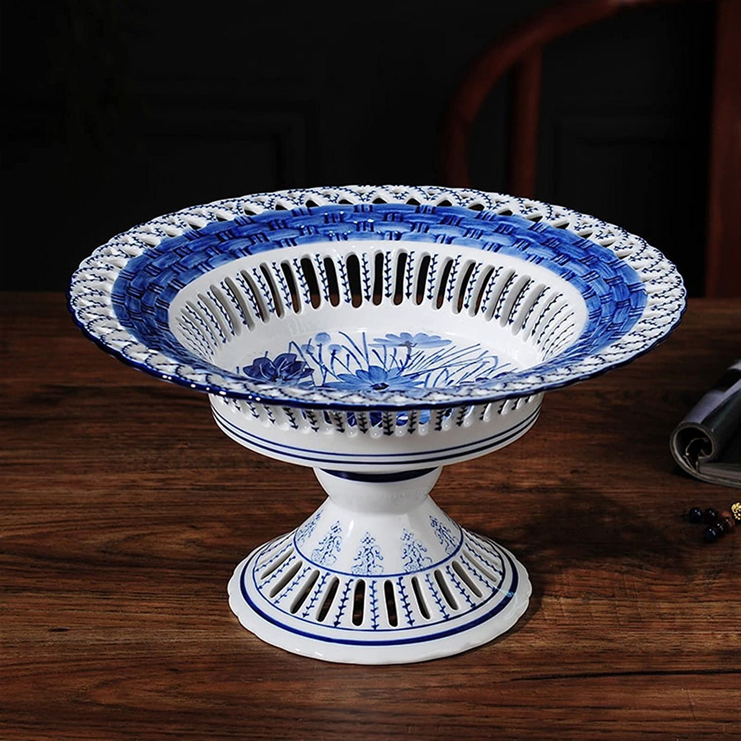 Patera na Owoce Miska na Owoce Kosz na Owoce Ceramiczny Pusty Talerz Na Owoce Chińska Okrągła Porcelana Miska Na Cukierki Danie Na Owoce Dekoracja Wnętrz Stojak na Owoce Koszyk Na Owoce (Color : A,