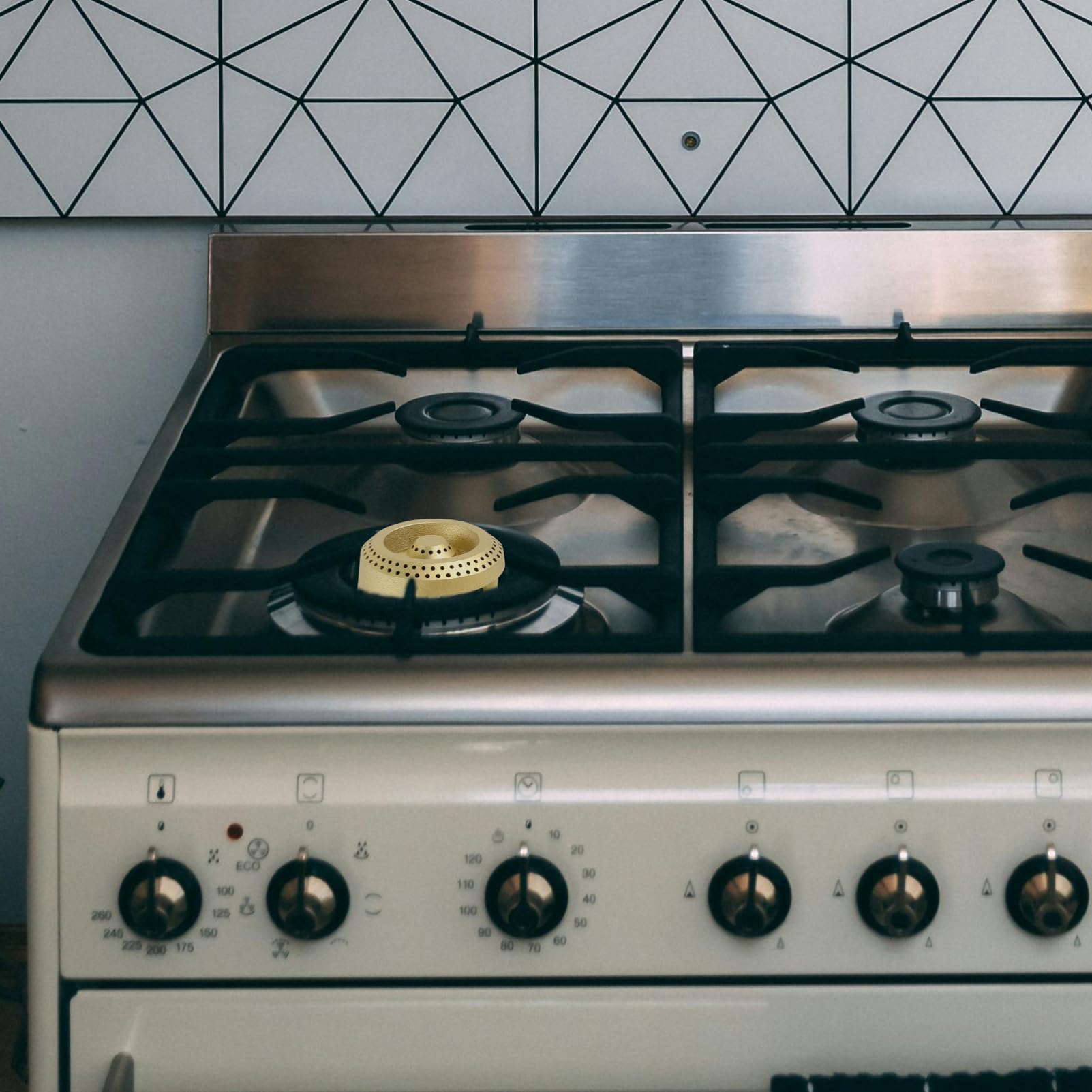 Abaodam Quemador de Gas de Hierro para Estufas Accesorio de Cocina Multiusos Diseño Resistente y Elegante Compatible con Encimeras y Instalación Dorado