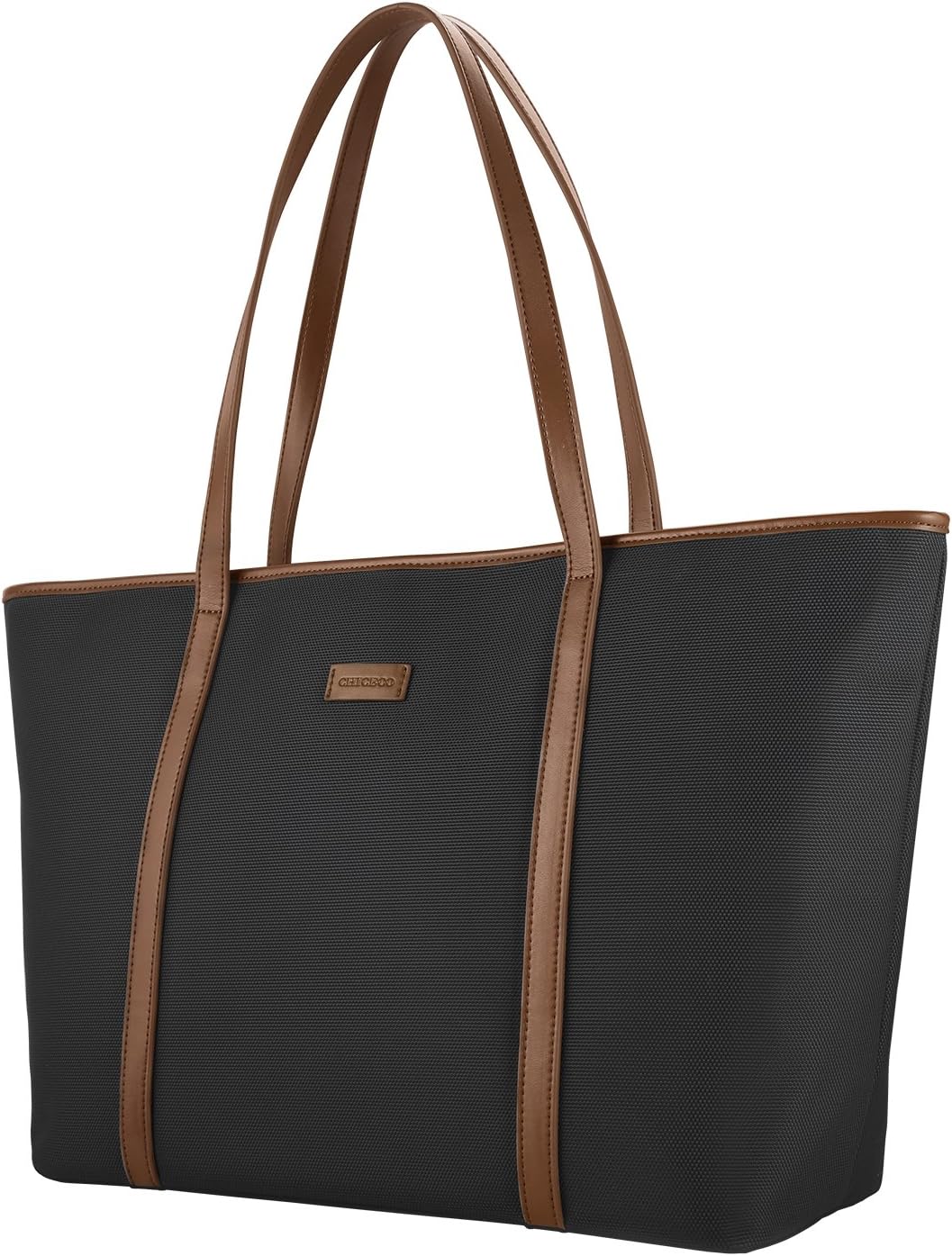 NEW Extra Large Work Tote Bag, CHICECO X-Large 22.83 Inch Length Travel Bag fits to Laptop for Women (X-Large, Brown Black)