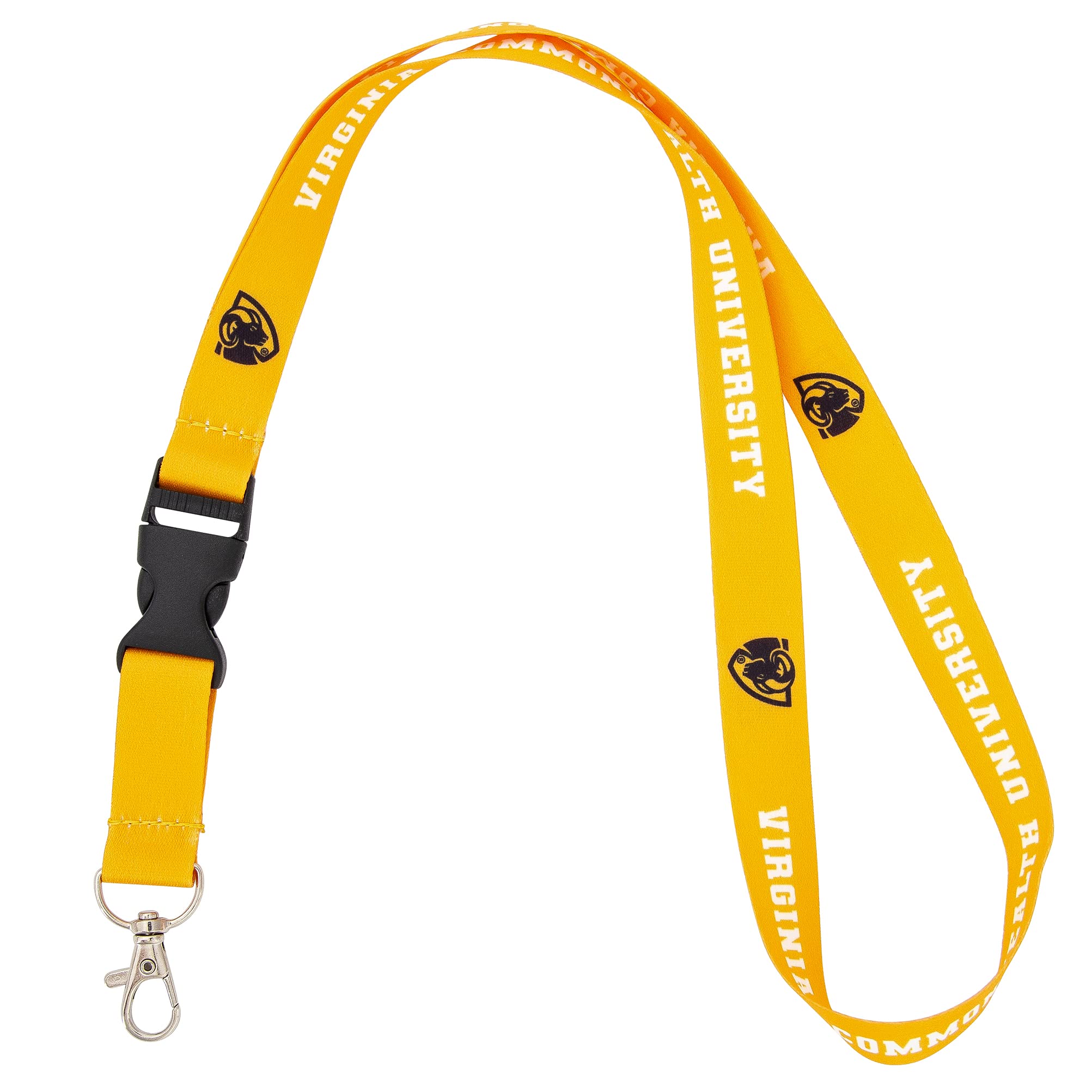 Virginia Commonwealth University Lanyard VCU Rams Car Keys ID Badge Holder Keychain Detachable Breakaway Snap Buckle (Yellow)