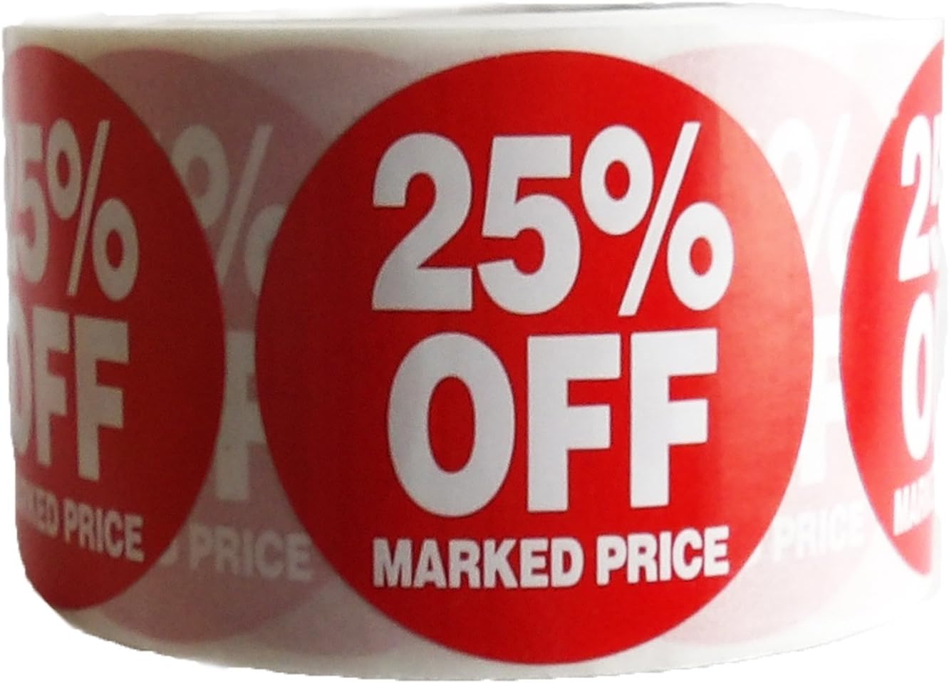 25% de descuento en el precio marcado Etiquetas adhesivas Etiquetas adhesivas Etiquetas de precio para la exhibición del precio al por menor 45mm Diamter Roll de 500 pegatinas
