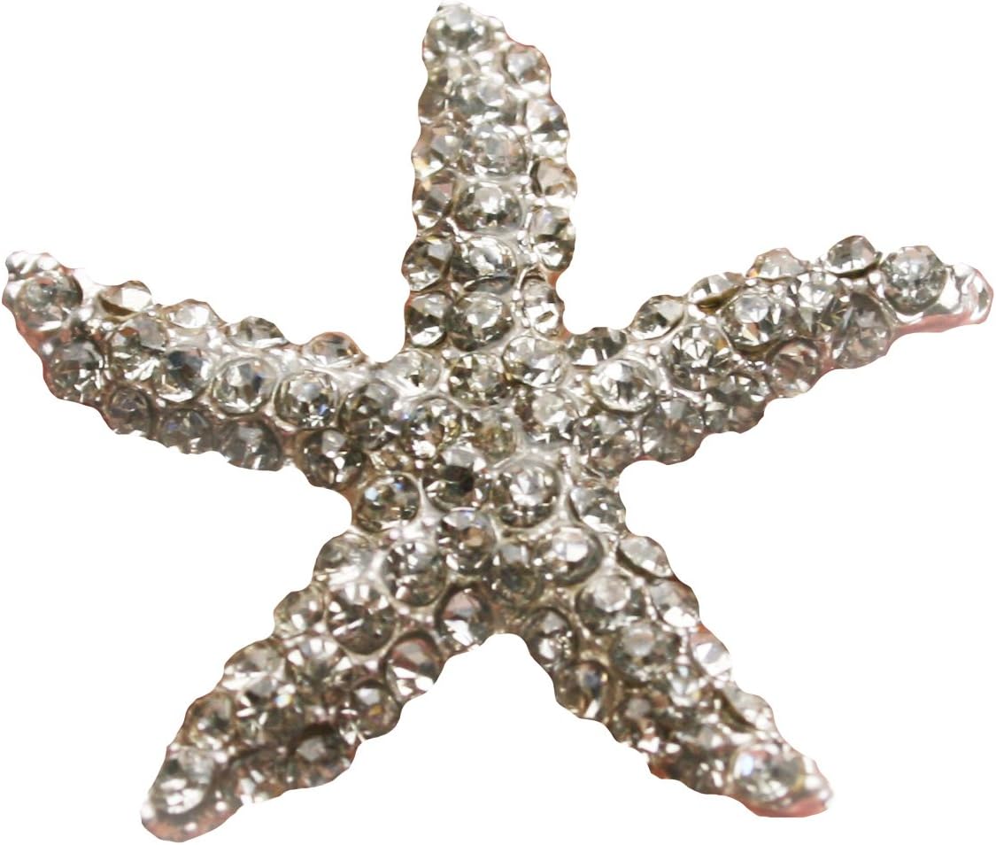 TheBridesBouquet.com 3 pcs Starfish Flatback Style Rhinestone Embellishment Beach Bridal Wedding Accessories Invitations Crystal Bouquet Hair Clip Jewelry Button Brooch
