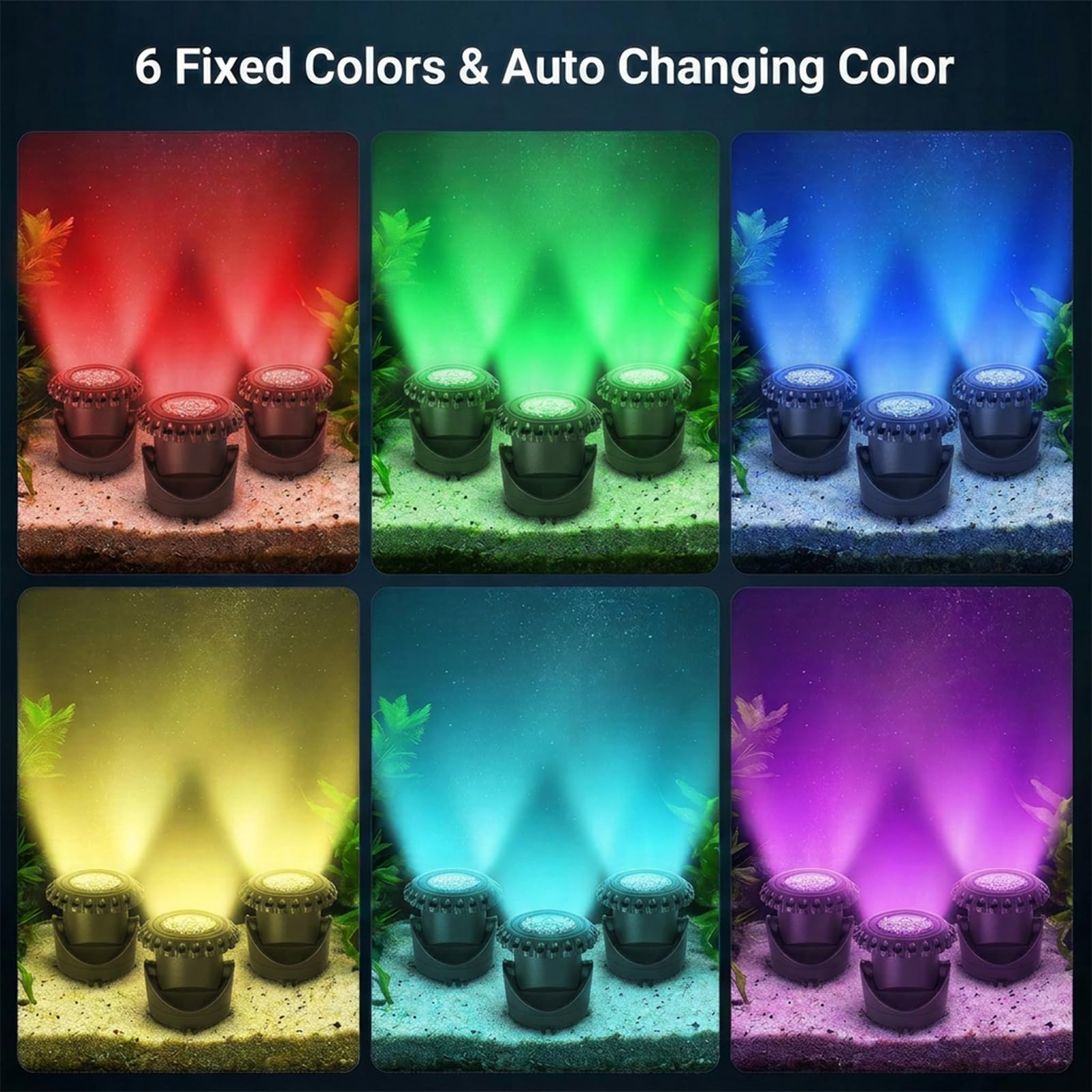 T-SUN Luci Solari per Laghetti 5 in 1 RGB Luce Solari Per Laghetti Faretto Solare per Esterni RGB Lampada Solare Sommersa Con 2 Modalità, IP68 Impermeabile, Per Giardino, Albero, Patio, Stagno