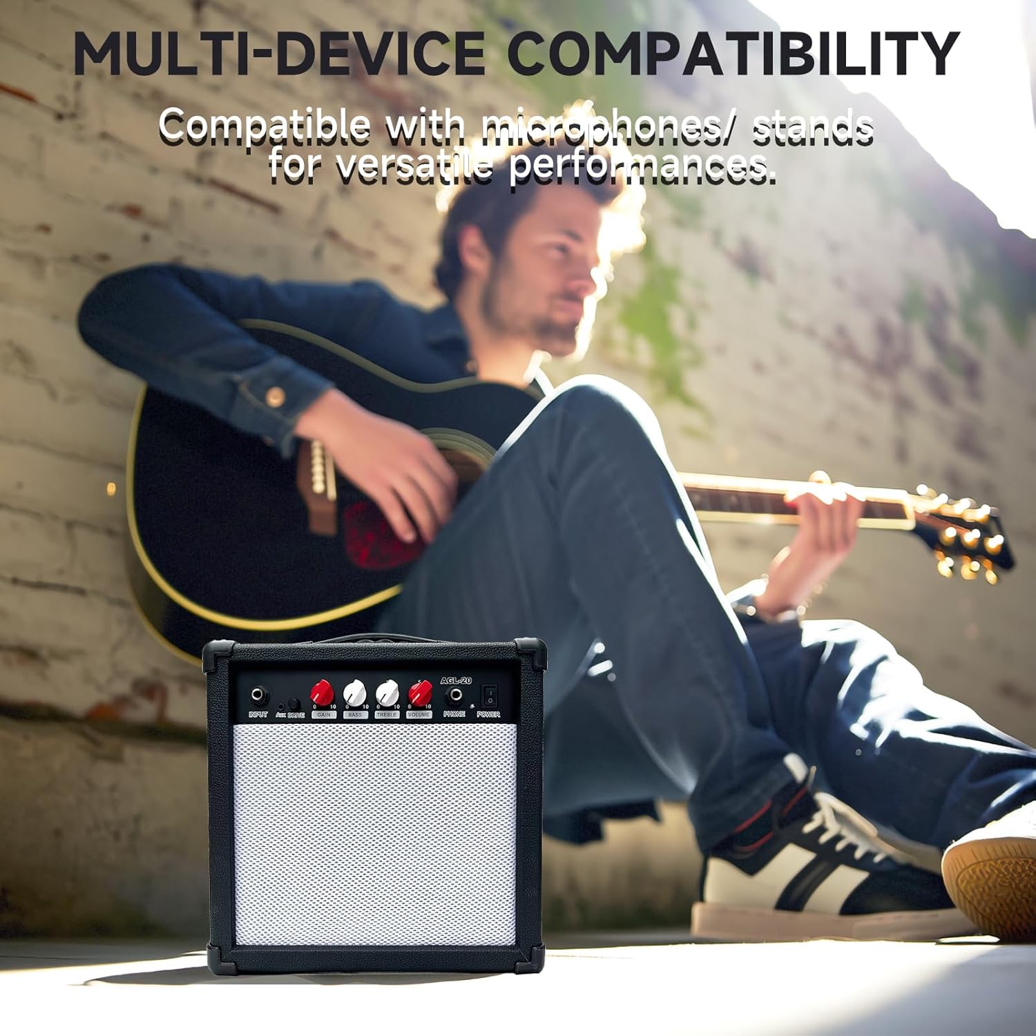 Electric Guitar Amp 20 Watt Amplifier Portable Amp with Headphone Input Gain Powe Including Professional Noise Reduction Cable (20W-2) - Image 5