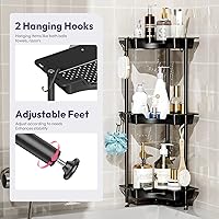 Vista 3 de SWTYMIKI Corner Shower Caddy Standing - 3 Tier Rustproof Plastic Shower Caddy, Floor Corner Shelf, Free Standing Rack Storage Stands for Bathroom