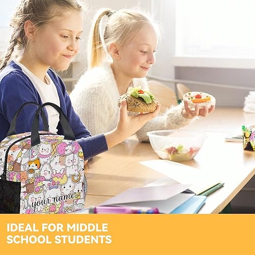 Miniatura 31 de Lonchera para gatos para niños, pequeñas bolsas de almuerzo aisladas, bonita lonchera reutilizable para mujeres, bolsas de almuerzo congelables 3-1