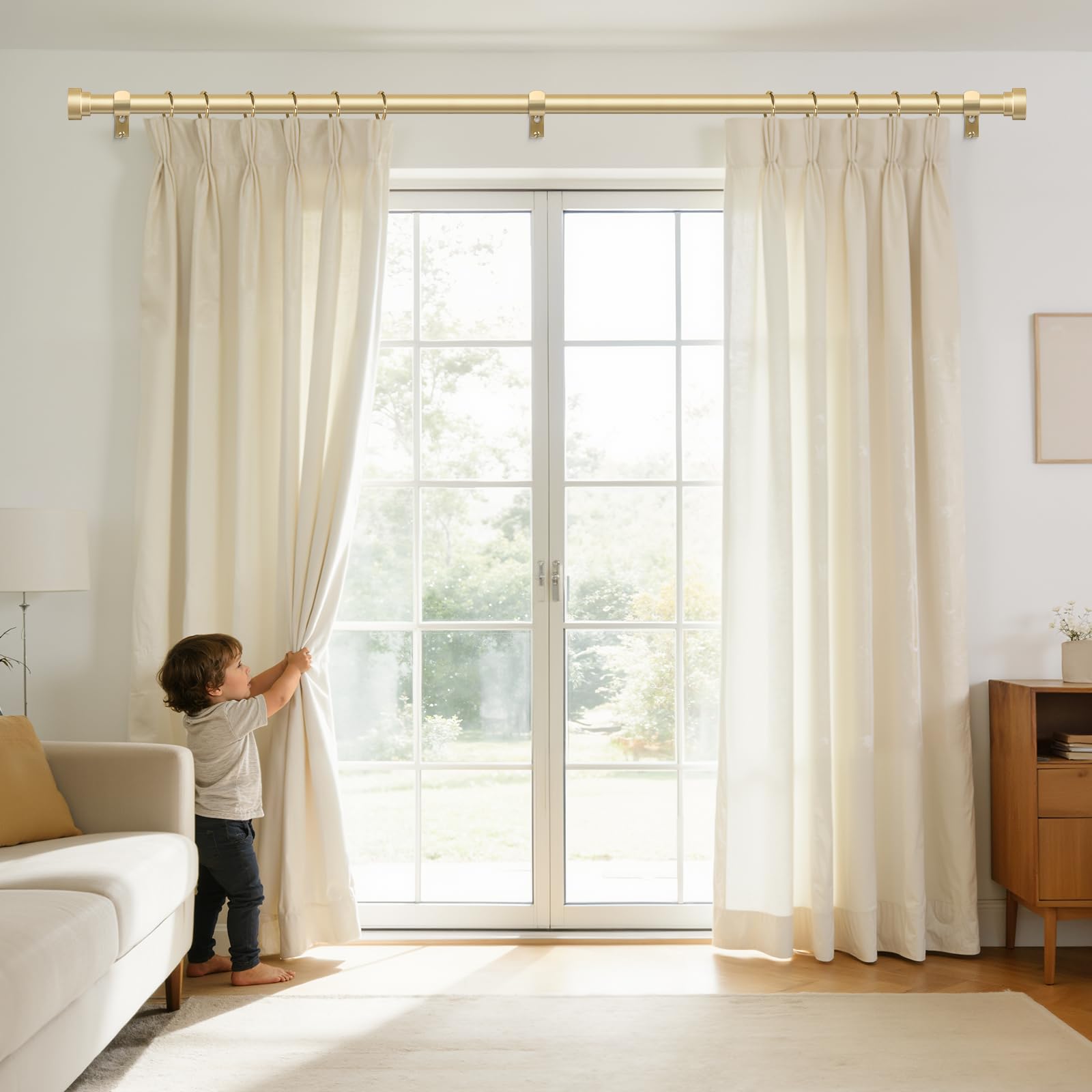 Bastone per tende extra lungo da 300 a 430 cm (3-4,3 m), asta per tende extra lunga regolabile da 2,5 cm, resistente, decorativa per tende da finestra, per camera da letto, aste lunghe per tende da