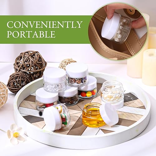 Miniatura 4 de Domensi 100 tarros de vidrio transparente de 1 onza con tapas, tarros redondos de vidrio para cosméticos, pequeños recipientes de viaje con forro