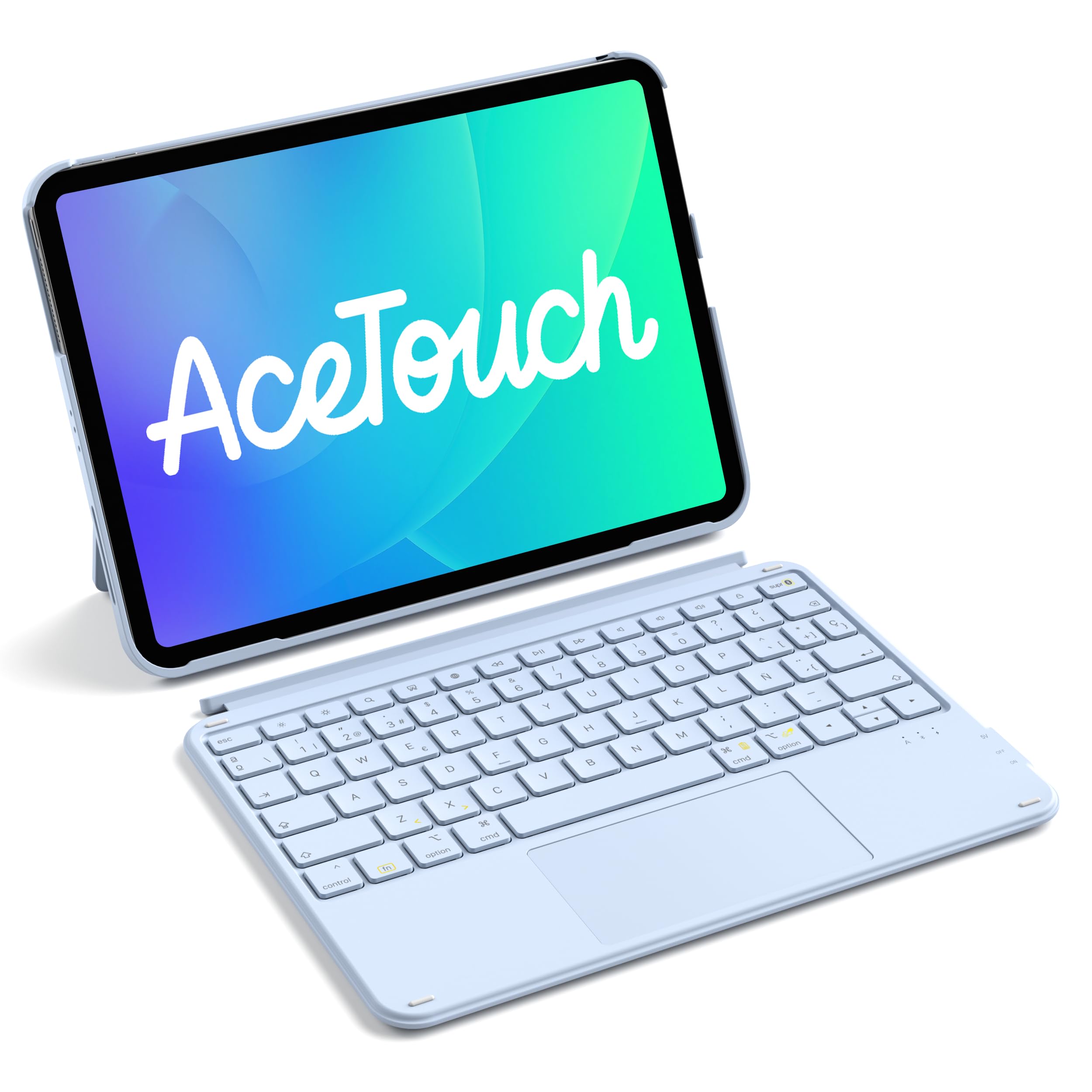 Inateck Teclado for iPad 10 Generación 2022/11 Generación A16 2025 (10.9/11 Pulgada), Air 11" M4/M3/M2, Air 6.ª/5.ª/4.ª, Pro 11 1-4Gen, Teclado Ultraligero Desmontable con Touchp,Azul AceTouch