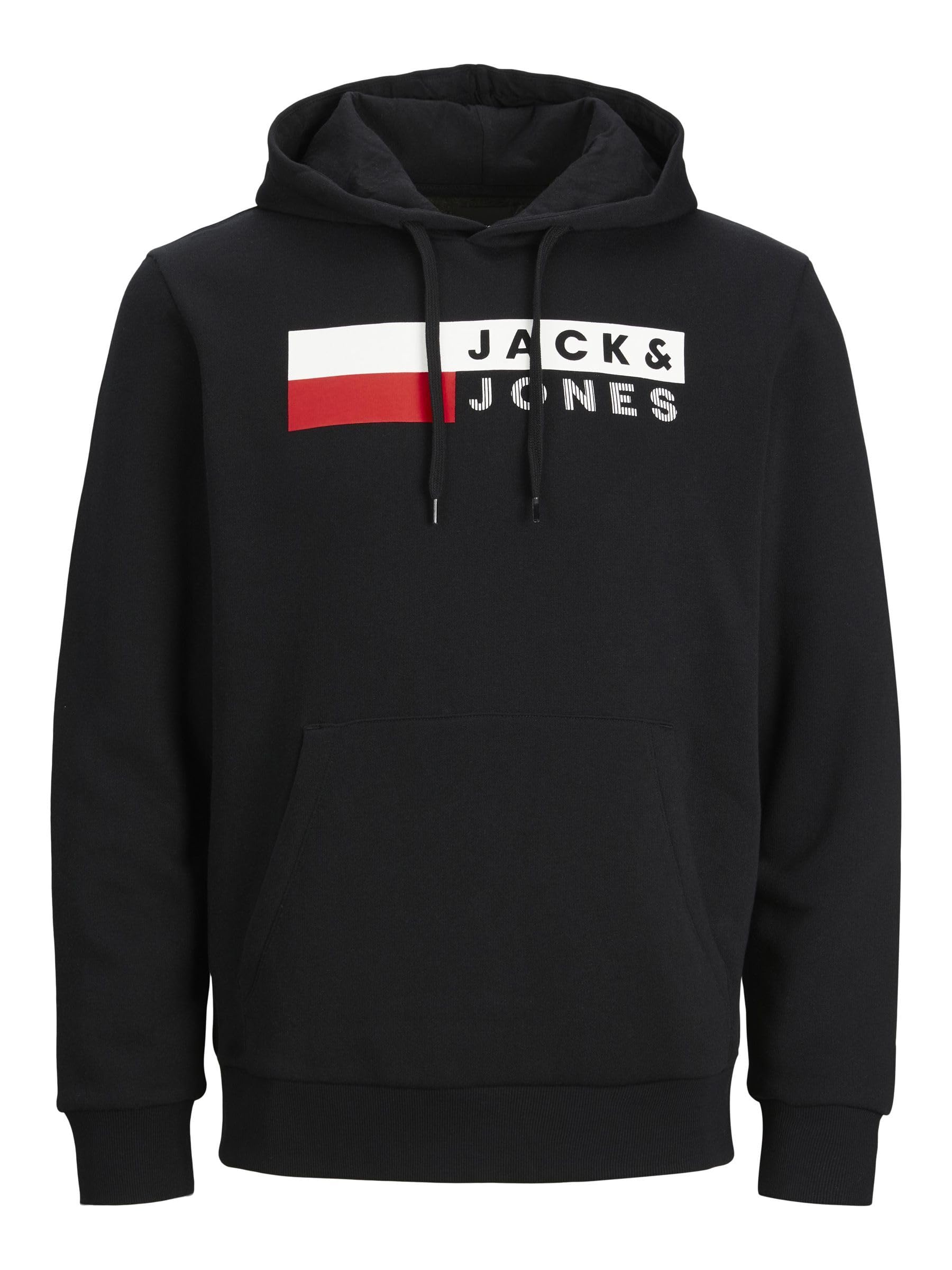 JACK&JONES PLUS Men's Jjecorp Logo Noos Ps Hooded Sweatshirt, Black, 3XL Plus UK