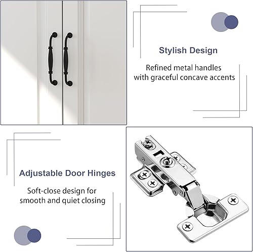 Miniatura 6 de Armario blanco Armario: Armario extra alto de 88 pulgadas con cajones, Armarios de dormitorio con puertas, Armario grande de madera con armario