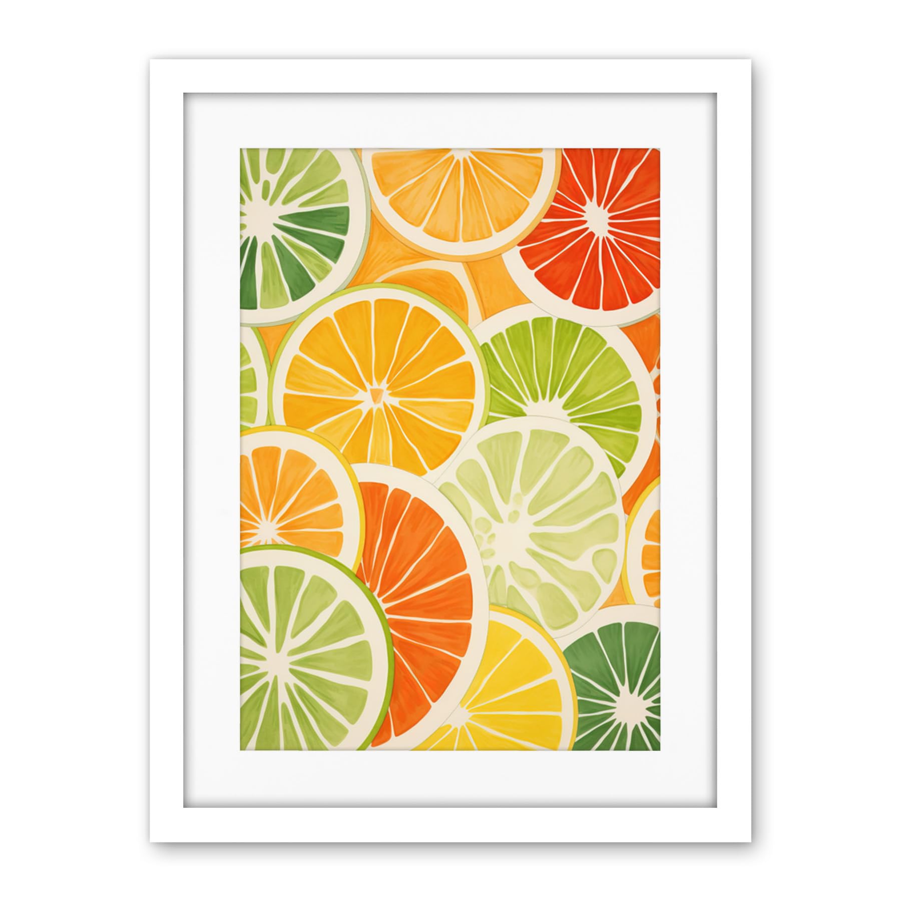 Artery8 Slices of Limes Oranges and Grapefruit Bright Watercolour Painting Kitchen Artwork Framed Wall Art Print 18X24 Inch