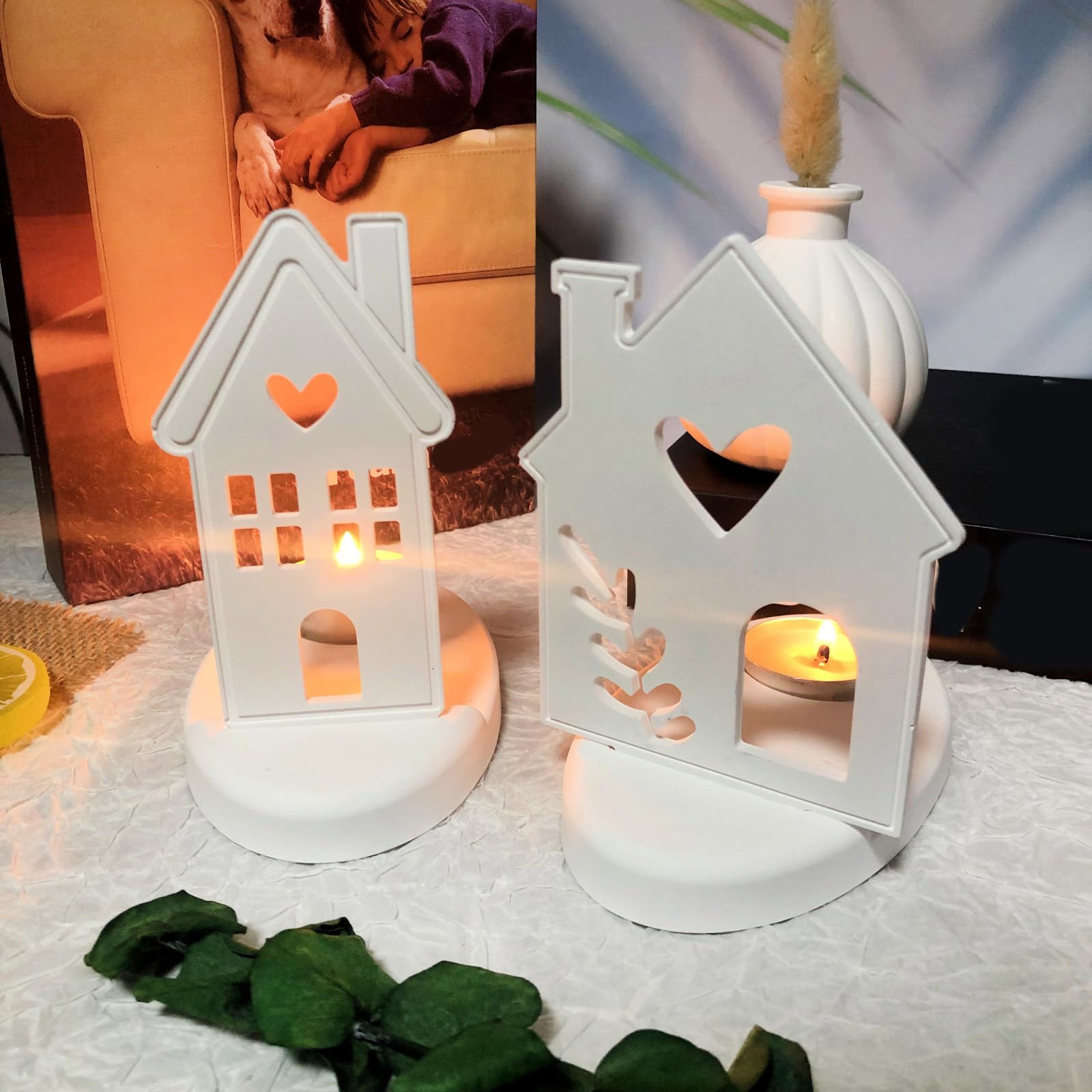 Stampo in silicone a forma di casa a forma di casa per candelabro in calcestruzzo decorazioni per gesso stampi per colata in resina
