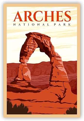 Miniatura 4 de Póster del Parque Nacional Arches, impresiones artísticas de pared de los parques nacionales de los arcos, póster de viaje retro de Utah, pósteres