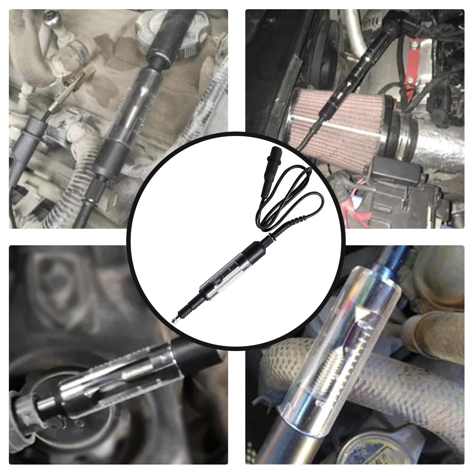 NIYATA Tester di Accensione, Tester di Candele di Accensione,Con Cavo,Tester Candela del Motore di Auto,per Motociclette,Camion,Falciatrici per Erba,Nero