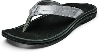 Ohana Women's Beach Sandals, Quick-Dry Flip-Flop Slides, Water Resistant, Wet Grip Soles & Compression Molded Footbed, Pewter/Black, 9