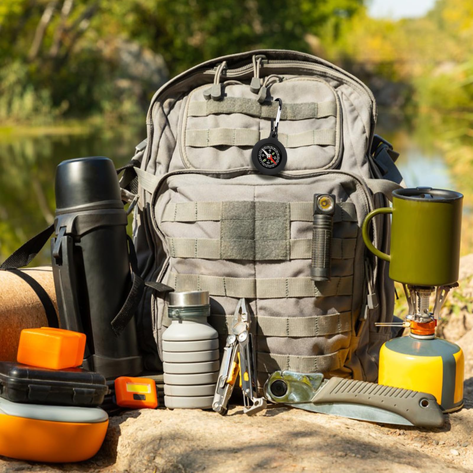 6 Pièces Mousqueton Multifonction avec Boussol, Mini Kompass Kinder avec Boucle à Ressort, Boussole Enfant Portable pour à La Randonnée et Au Camping en Plein Air