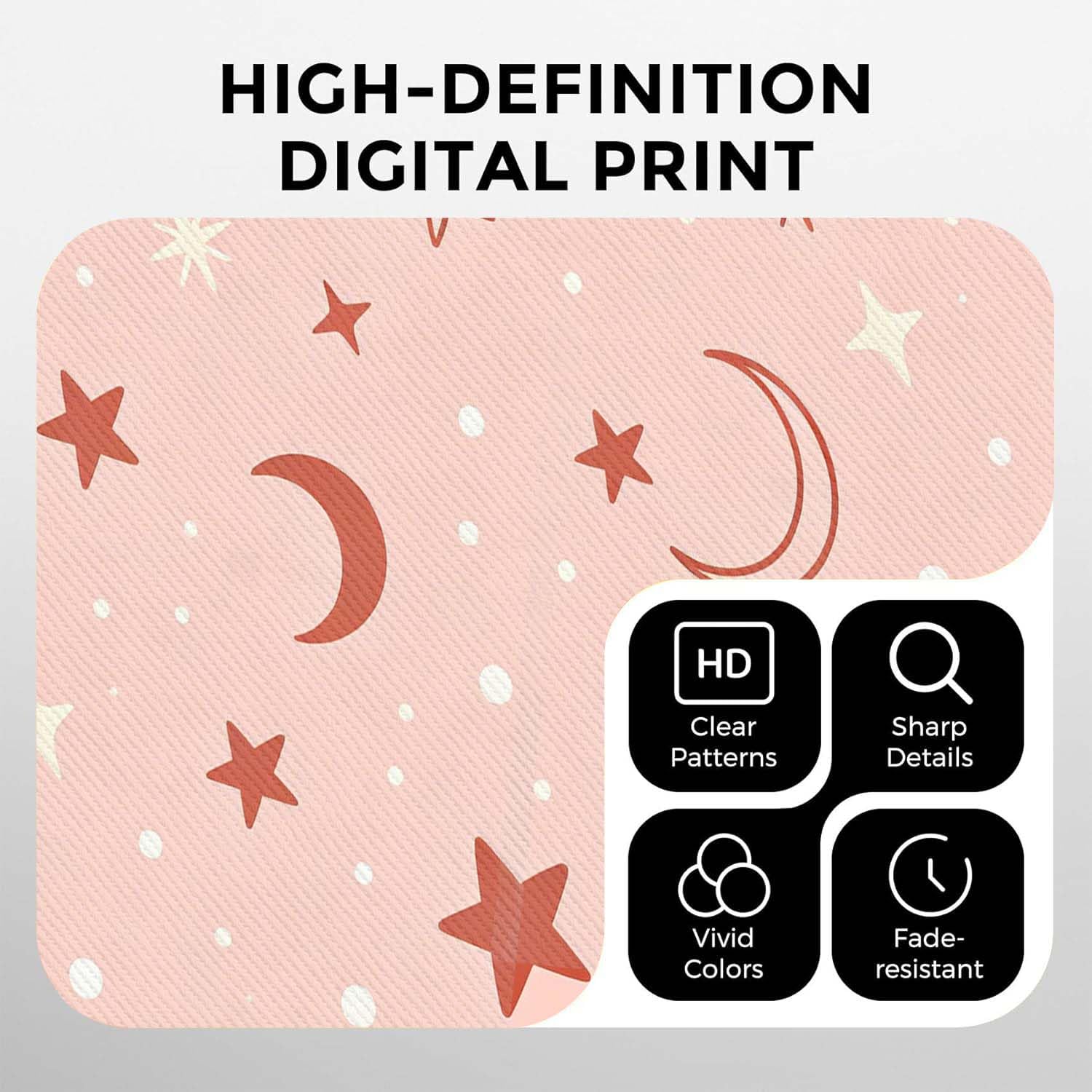 Rideaux Occultants Ciel étoilé Rose Imprimés 3D à Oeillets, Lot de 2