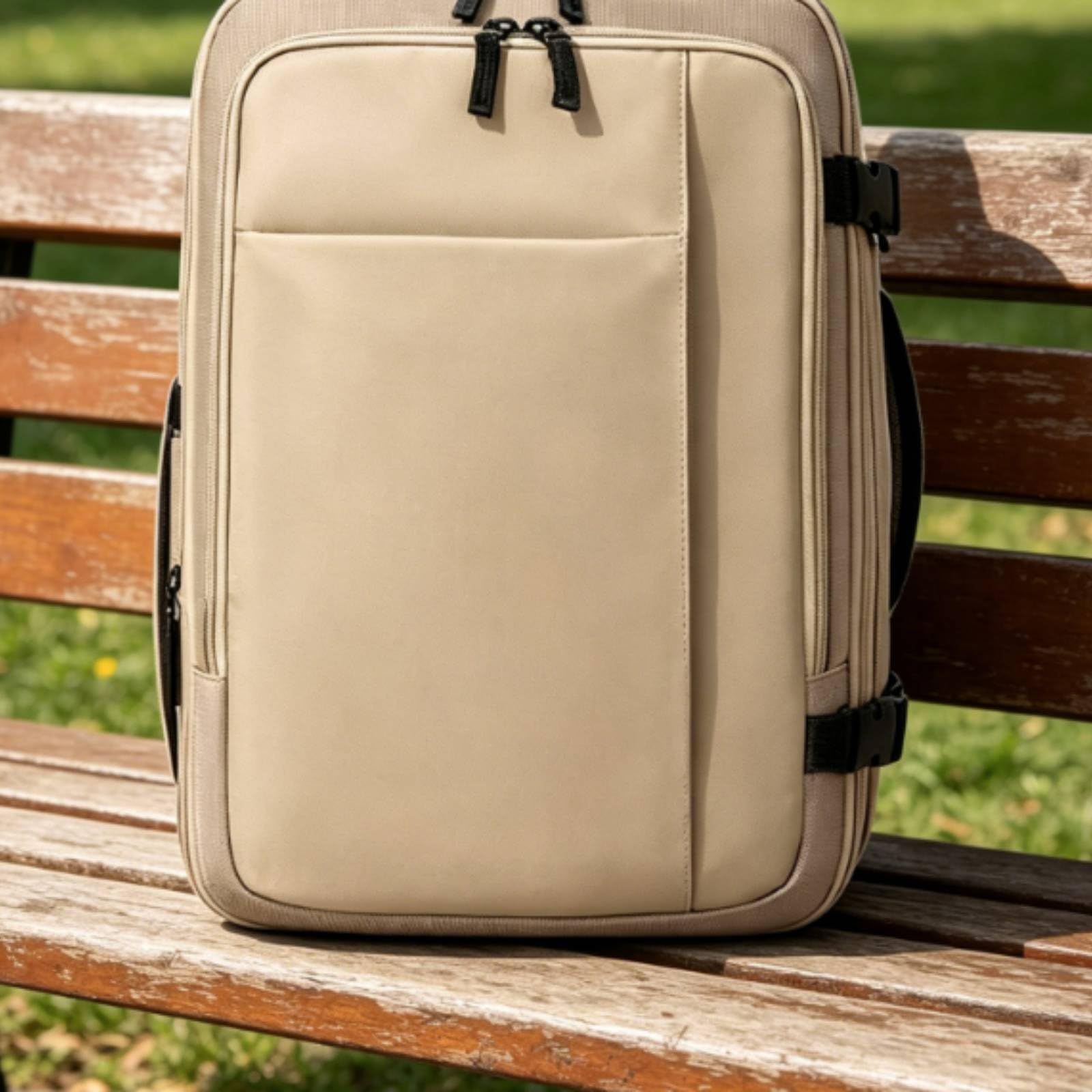 rockible Zaino da Viaggio con Scomparto Scarpe Borsa Sportiva Borsone Palestra Zaino Duffel Poliestere con Apertura Ampia E Tasca Calzature Adatto a Palestra, Beige, Cachi Chiaro