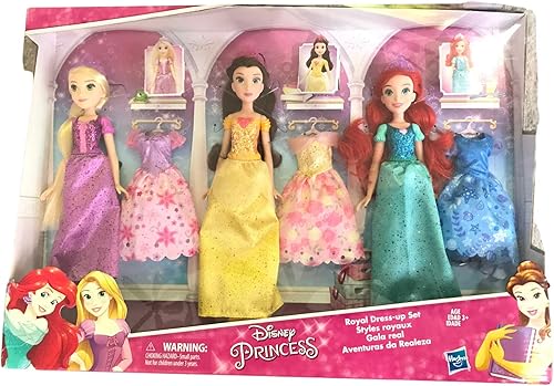 Disney Princess Conjunto real de disfraces (Rapunzel, Belle, Ariel Dolls + Vestidos extra)