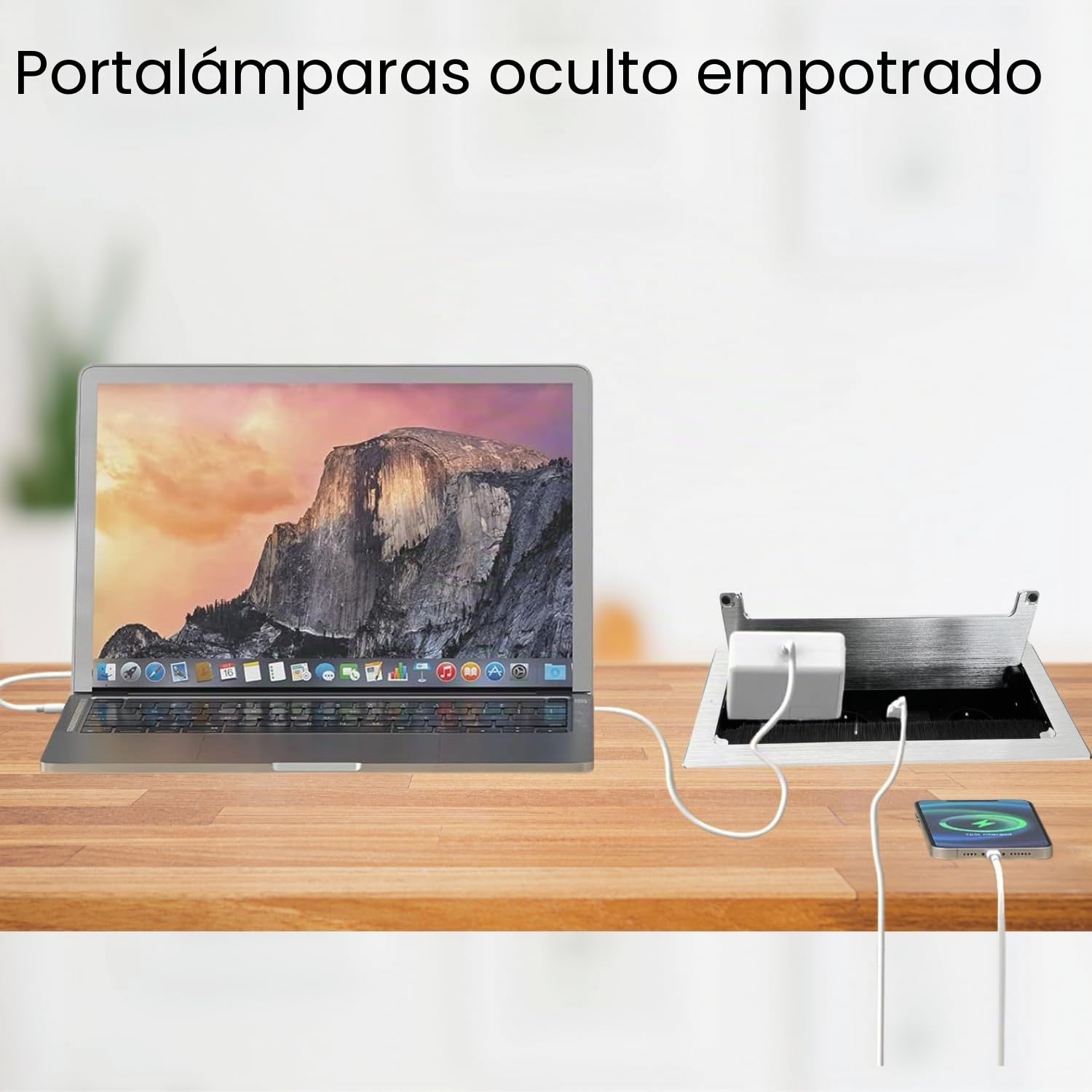 EVOTRADE - Regleta empotrada (2 SCHUKO 2 USB (A+C) 1 HDMI 1 Rj45 Toma múltiple para escritorio (aluminio)