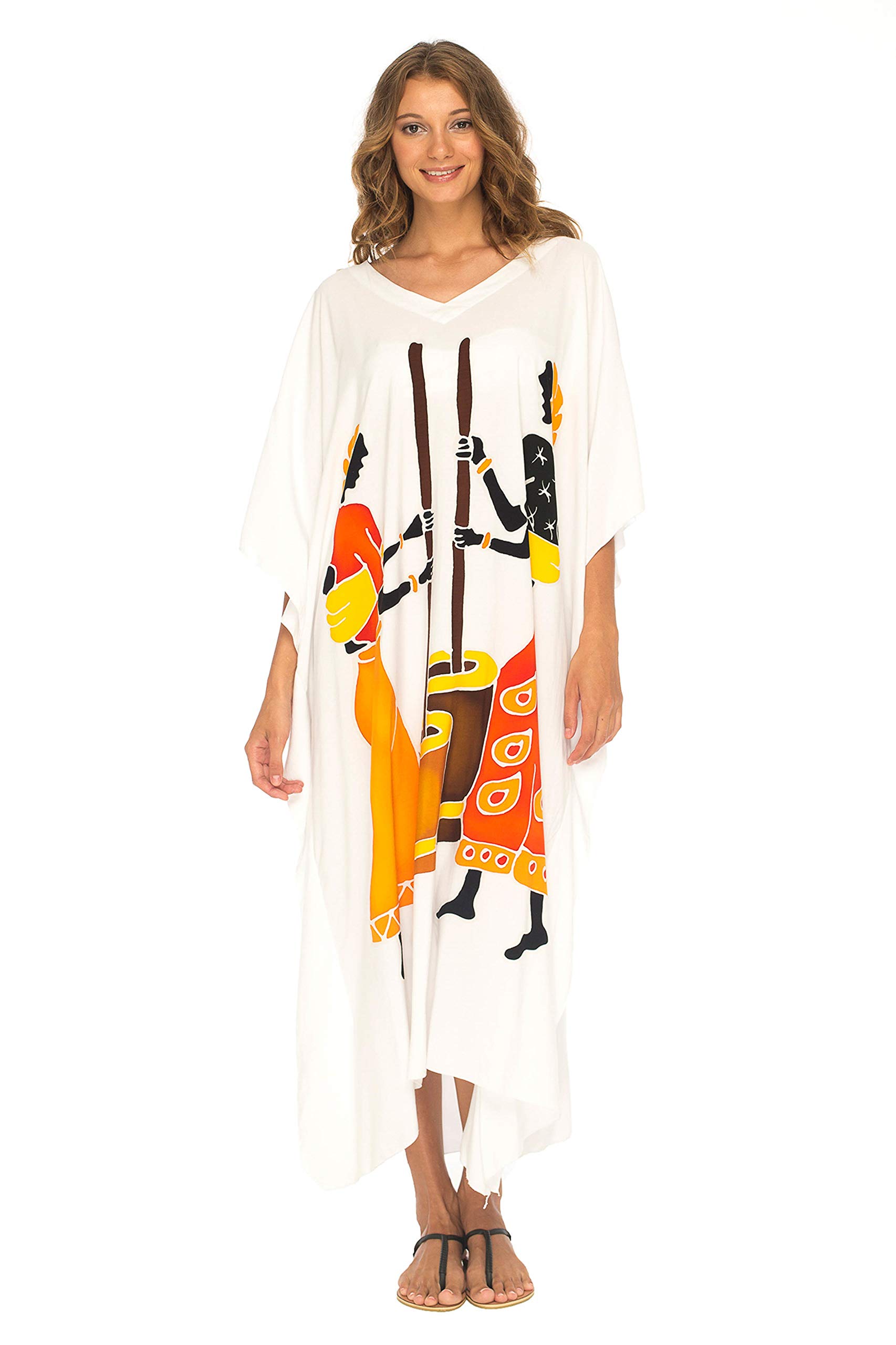 SHU-SHI - Caffetano Lungo da Spiaggia con Design Tribale - Copricostume a Kimono - Donna