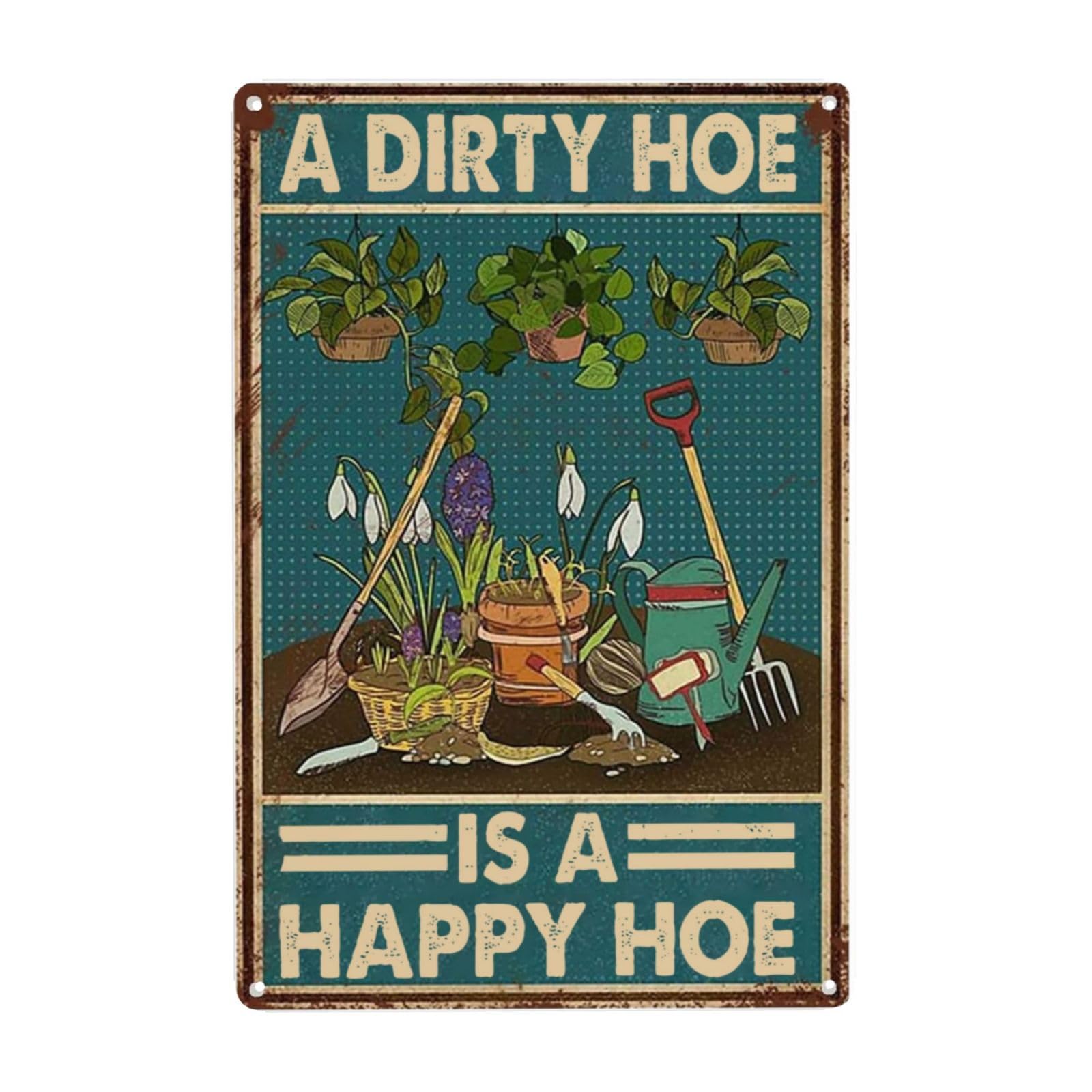 Cartel Metálico Divertido Para Pared - Letrero Vintage 'The Dirty Hoe Garden Supply' - Decoración Irónica Para Jardín, Garaje O Bar - Tamaño 20x30 Cm (8x12 Pulgadas)