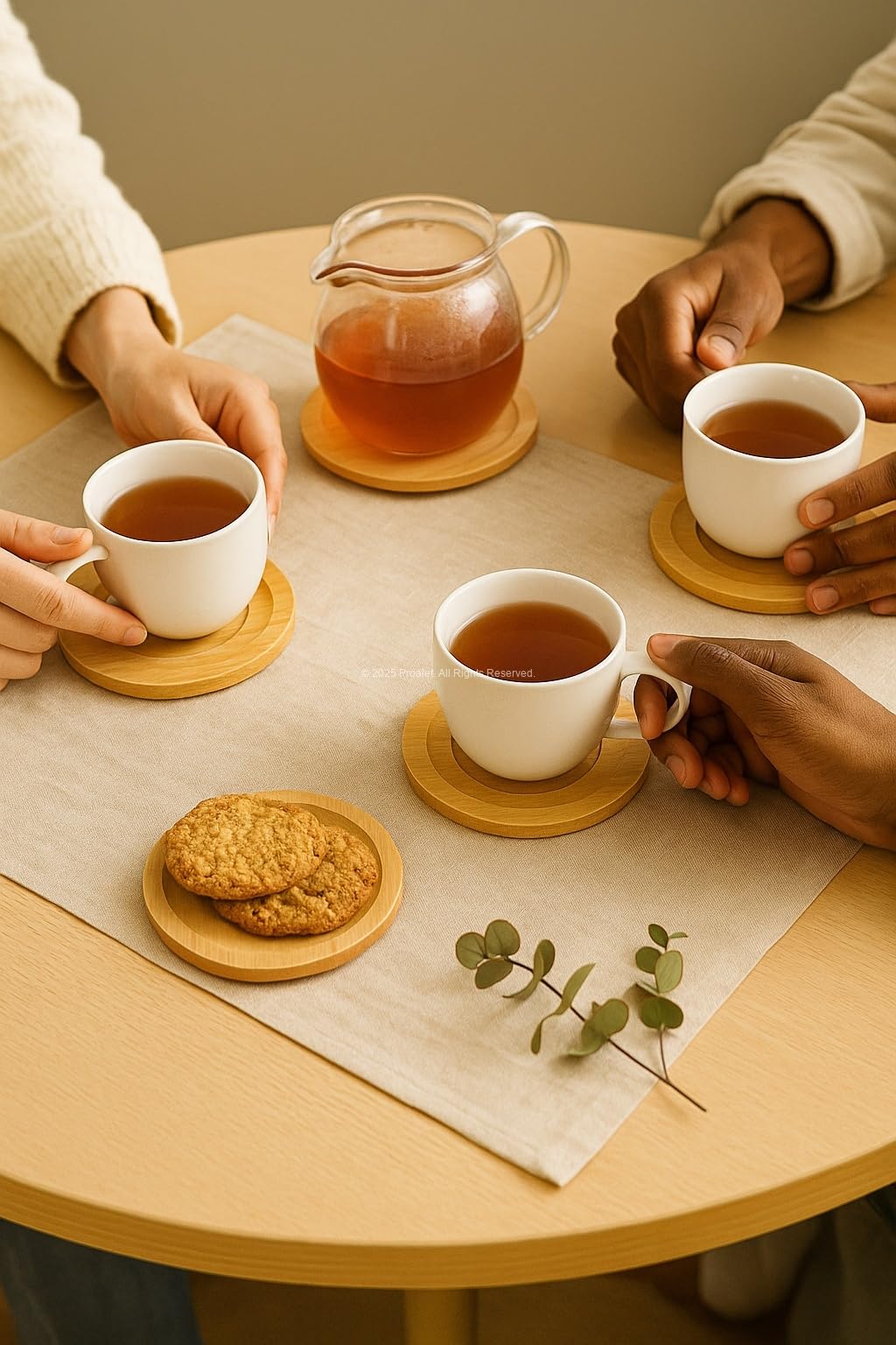 Busstier 6 Adet Bambu Çay Bardak Tabağı, Yuvarlak Altlık Model, Fincan ve Kupa Altlığı, Şık ve Dayanıklı Tasarım (Oval)